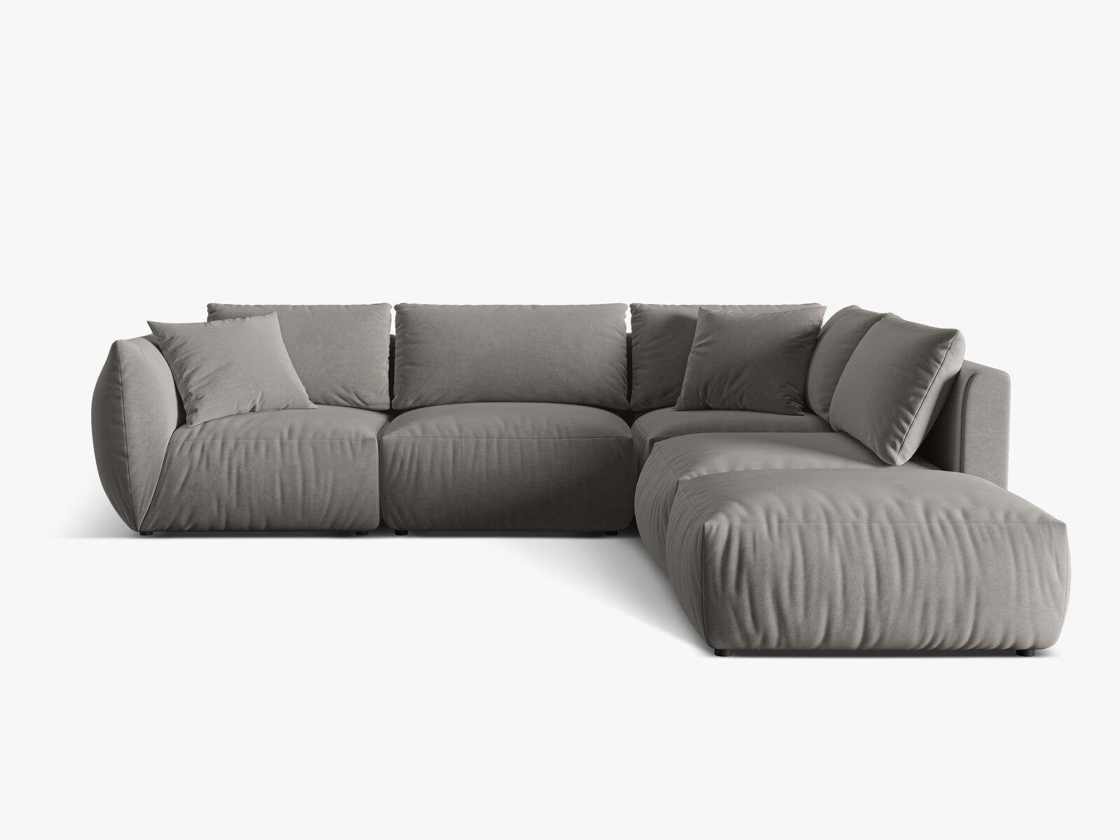 Micadoni Modulares Ecksofa Chris 4-Sitzer Rechts Samt Grau