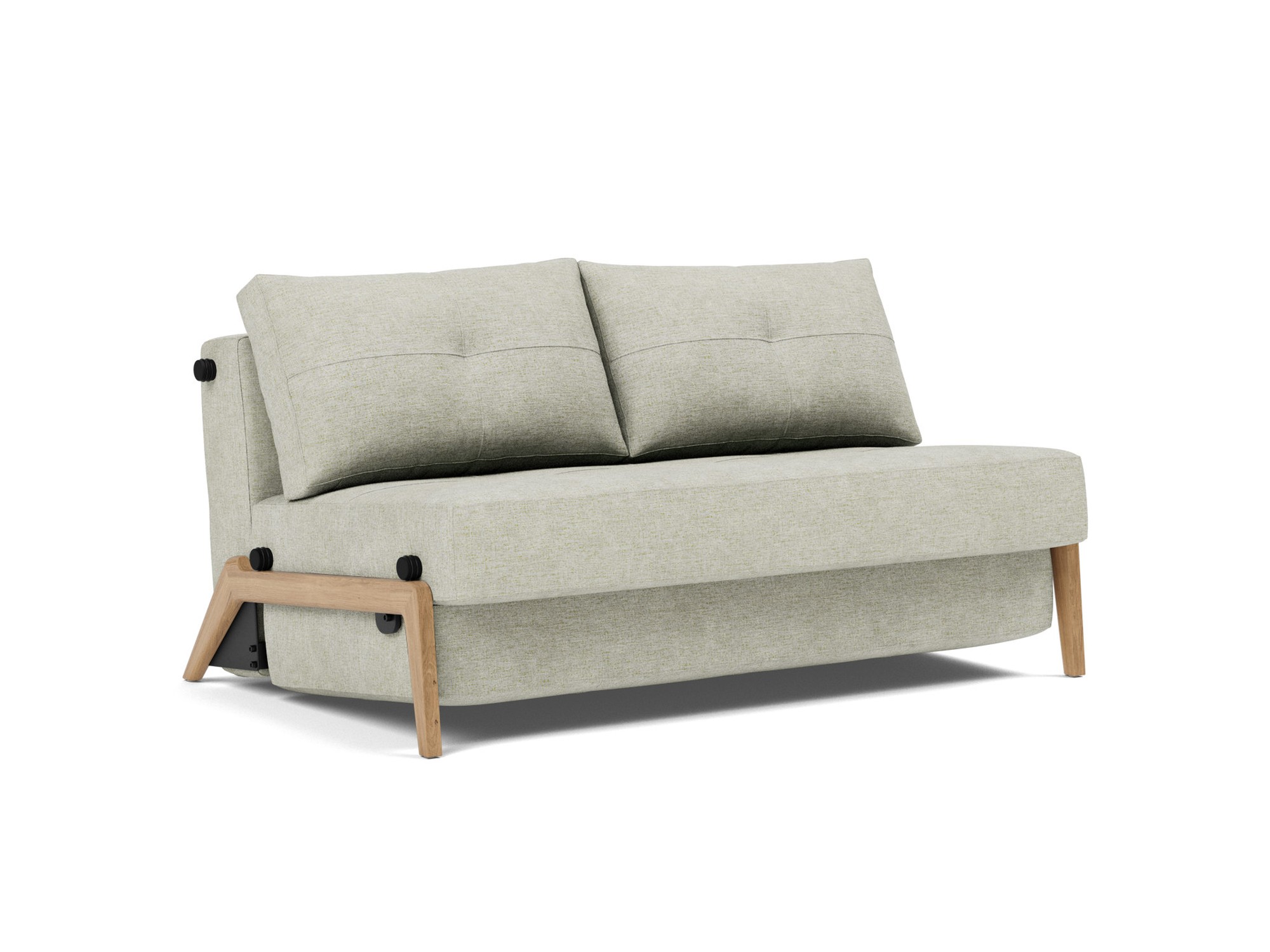 Schlafsofa Cubed 140 Flachgewebe Avella 280-Sand Beine Eiche