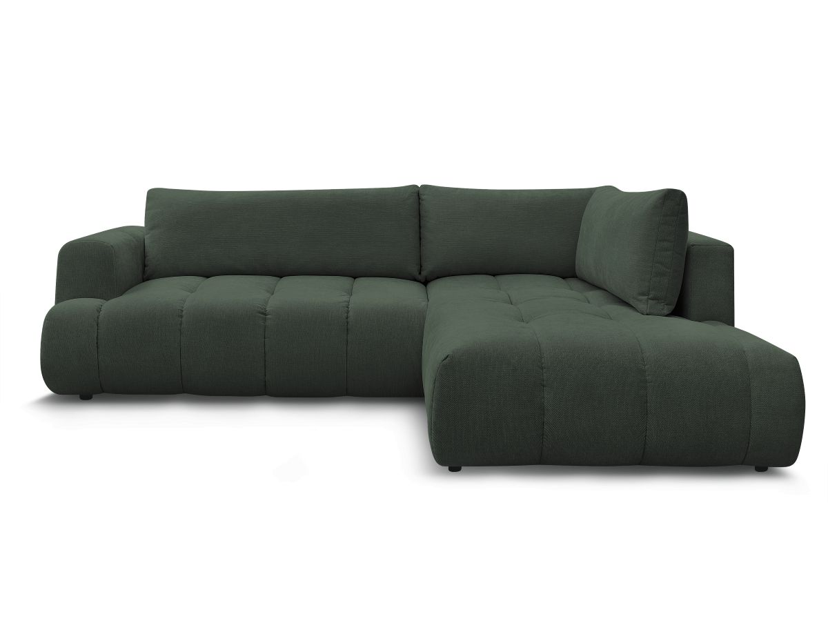 Bobochic Fuji Ecksofa mit Schlaffunktion und Bettkasten 282 × 204 cm Stoff Grün Ecke rechts