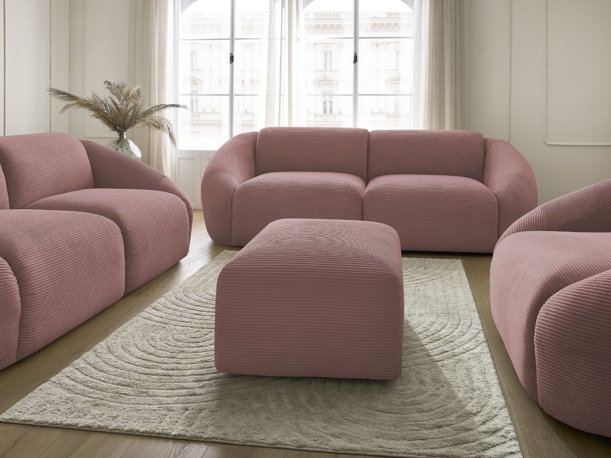 Bobochic Tina Sofa 7-Sitzer mit Pouf Cordsamt Rosa