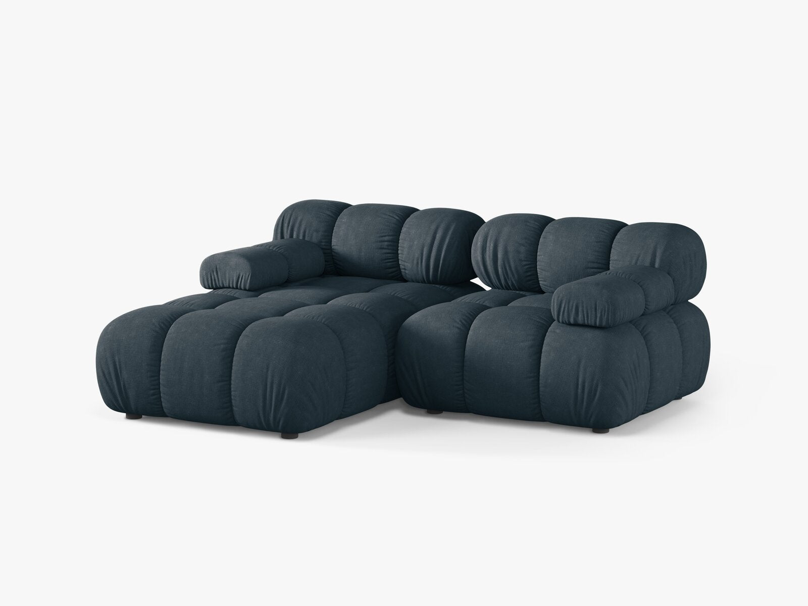 Micadoni Modulares Ecksofa Bellis 3-Sitzer Links Strukturierter Stoff Liberty Dunkel Petrol