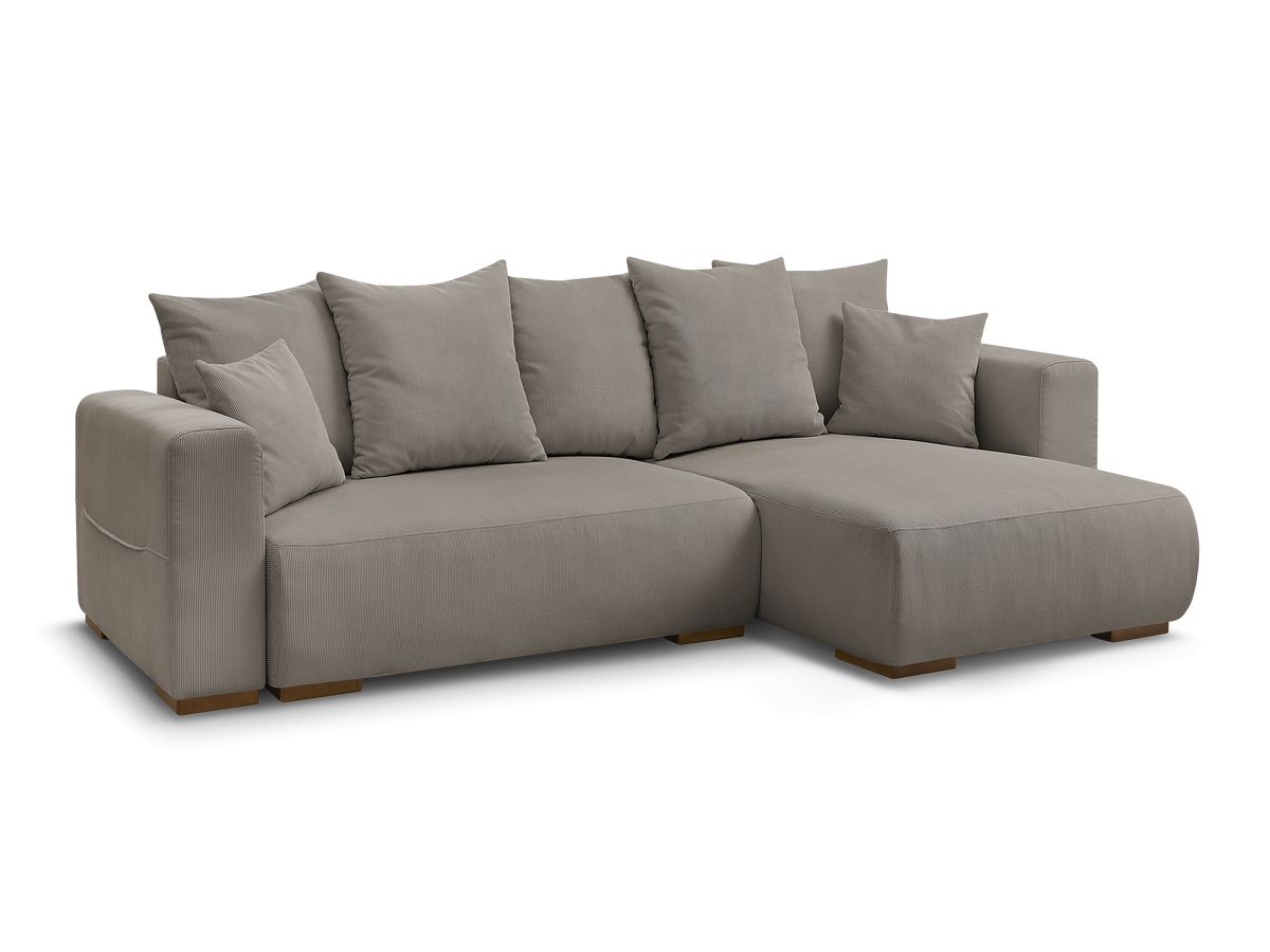 Bobochic Sidonie Ecksofa mit Schlaffunktion und Bettkasten Cordsamt Taupe