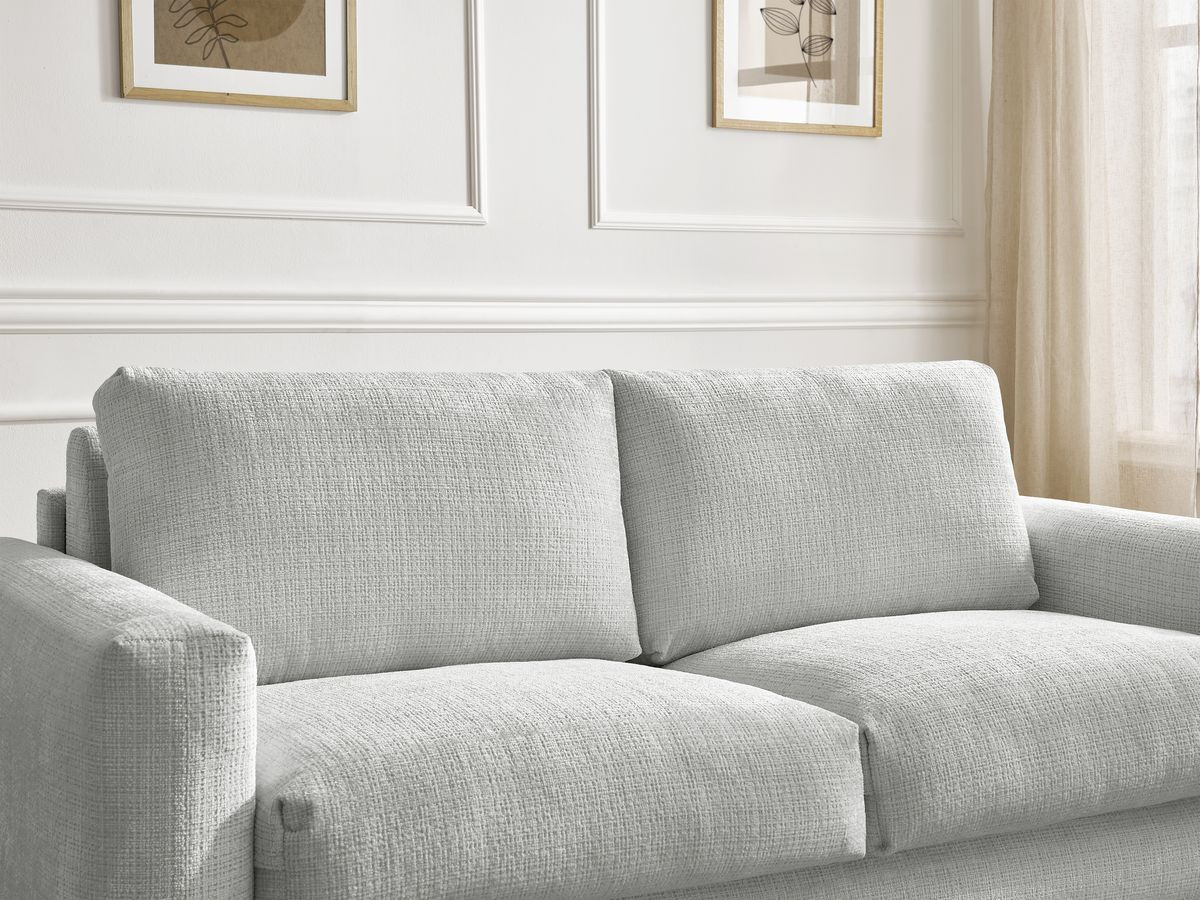 Bobochic Cocoone Schlafsofa 3-Sitzer Strukturstoff Hellgrau, Liegefläche 160 × 200 cm