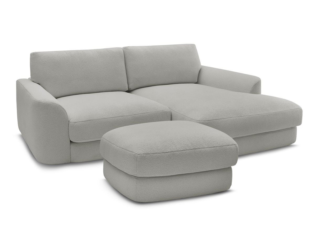 Bobochic Leonore Ecksofa mit Pouf Bouclé-Stoff Hellgrau Ecke rechts