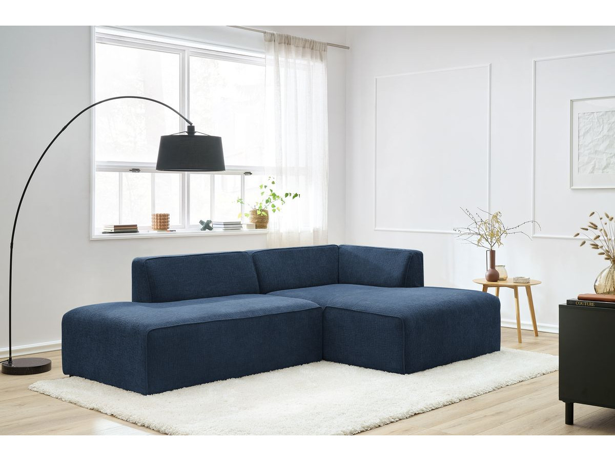 Bobochic Megeve Ecksofa Strukturstoff Dunkelblau Ecke rechts