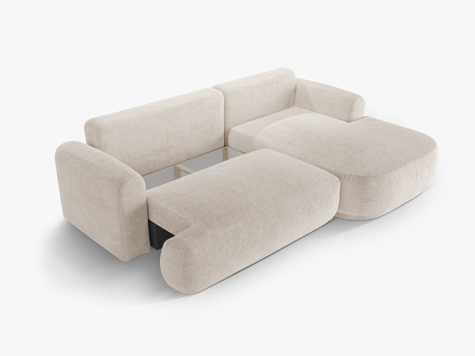 Micadoni Ella Ecksofa 5-Sitzer mit Schlaffunktion Rechts Boucle CORAL Helles Beige