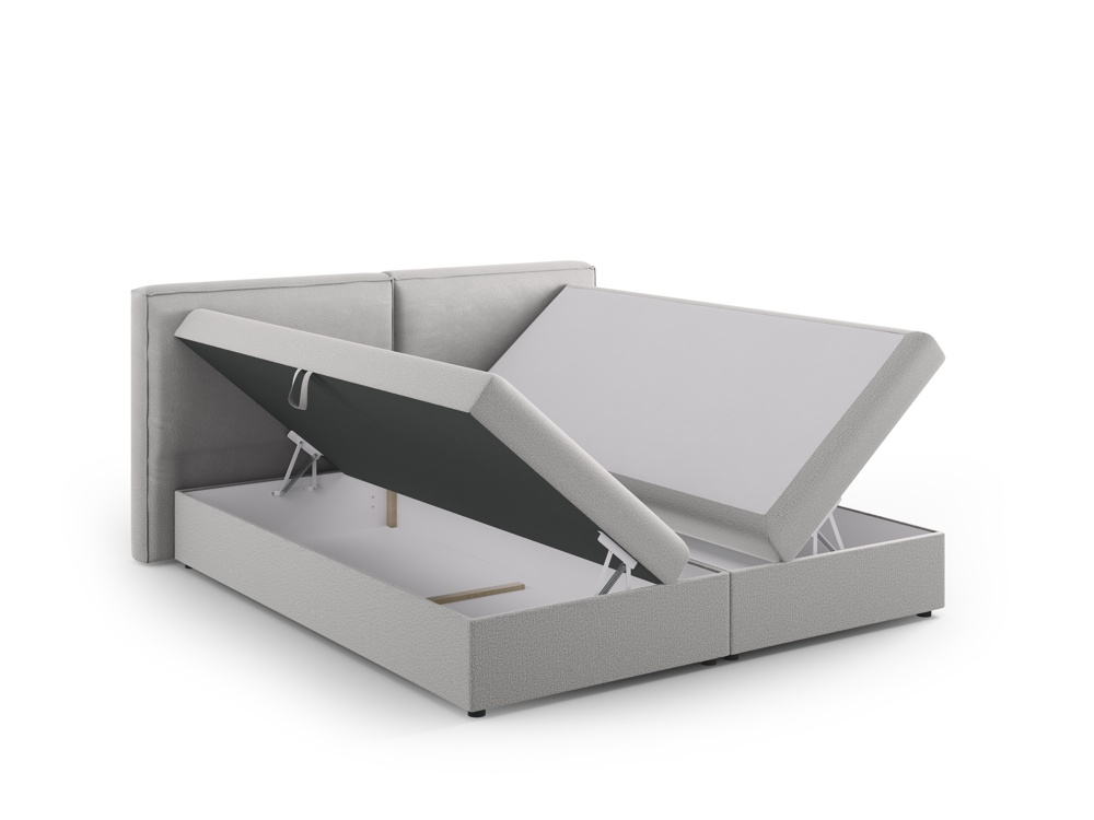 Cosmopolitan Design Boxspringbett Arendal 140x200 Strukturierter Stoff Megan Hellgrau