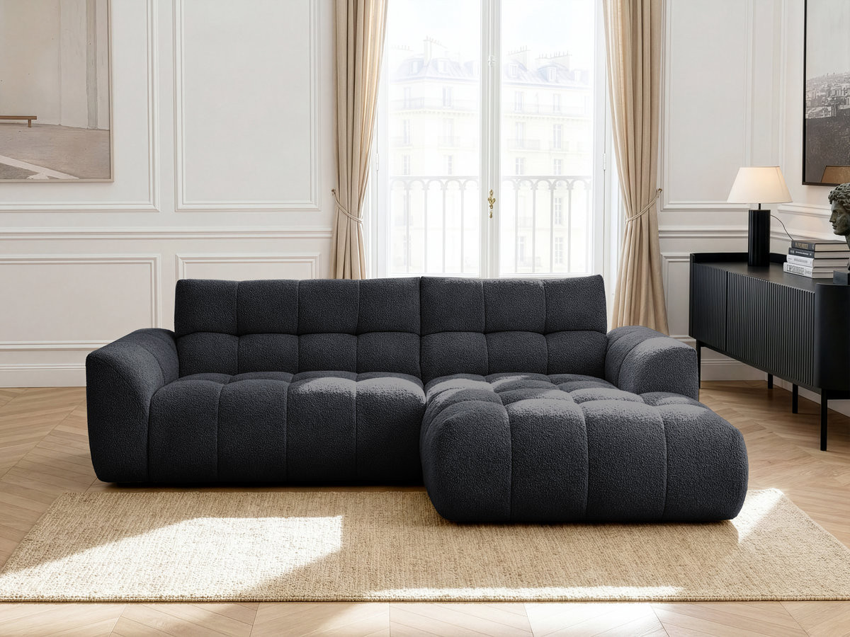 Bobochic Jaya Ecksofa Chenille Schwarz Ecke rechts