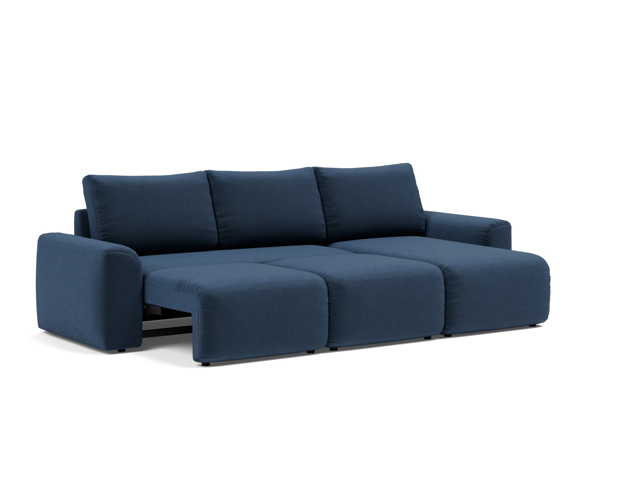 Schlafsofa Norum mit Chaiselongue und Chunky-Armlehnen Chenille Esina 414-Indigo-Blue