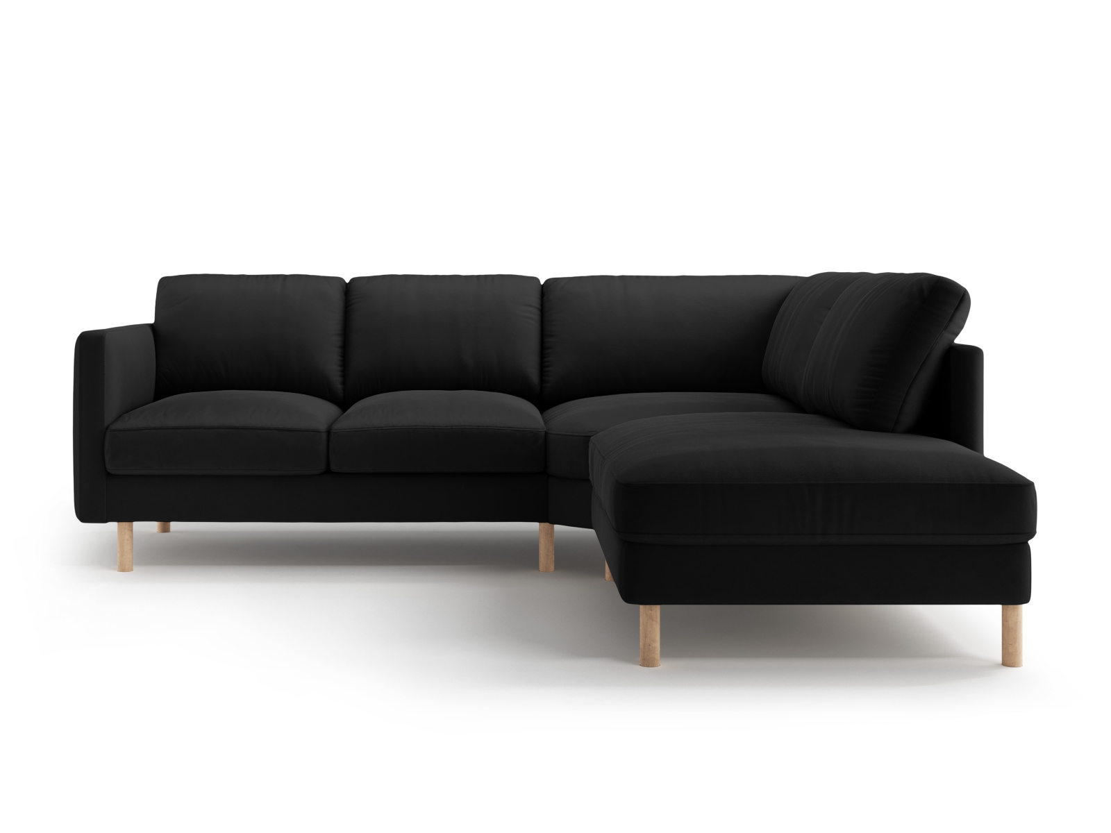 Micadoni Symmetrisches Ecksofa Eden 4-Sitzer Rechts Samt Schwarz