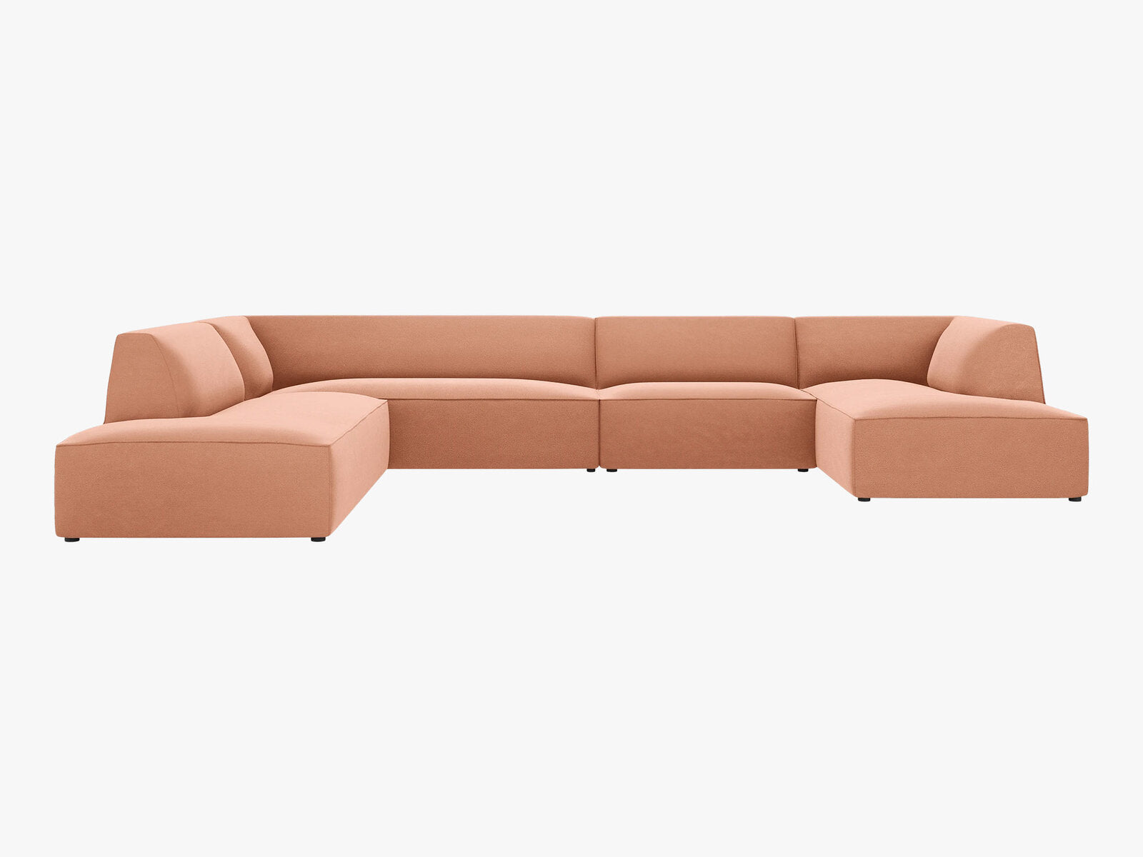 Micadoni Panorama-Ecksofa Ruby 7-Sitzer Links Samt Salvador Rosa