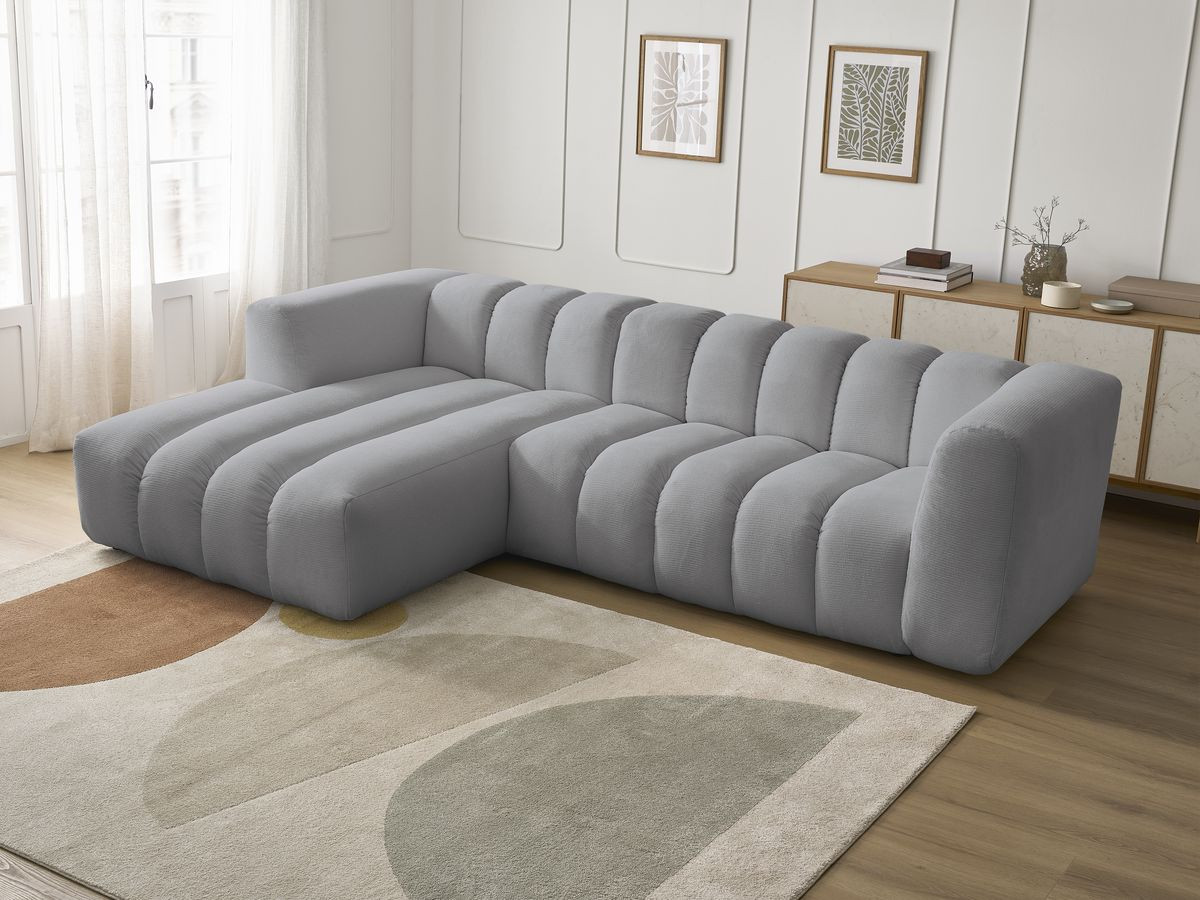 Bobochic Talia Ecksofa Melange-Stoff Hellgrau Ecke links