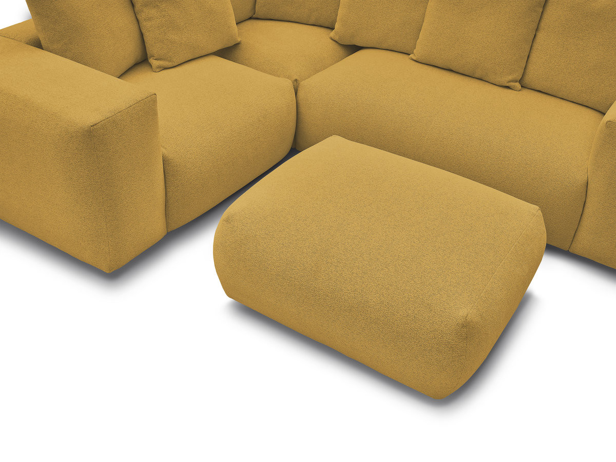 Bobochic Voltaire Ecksofa mit Pouf 268 × 214 cm Melange-Stoff Gelb Ecke links