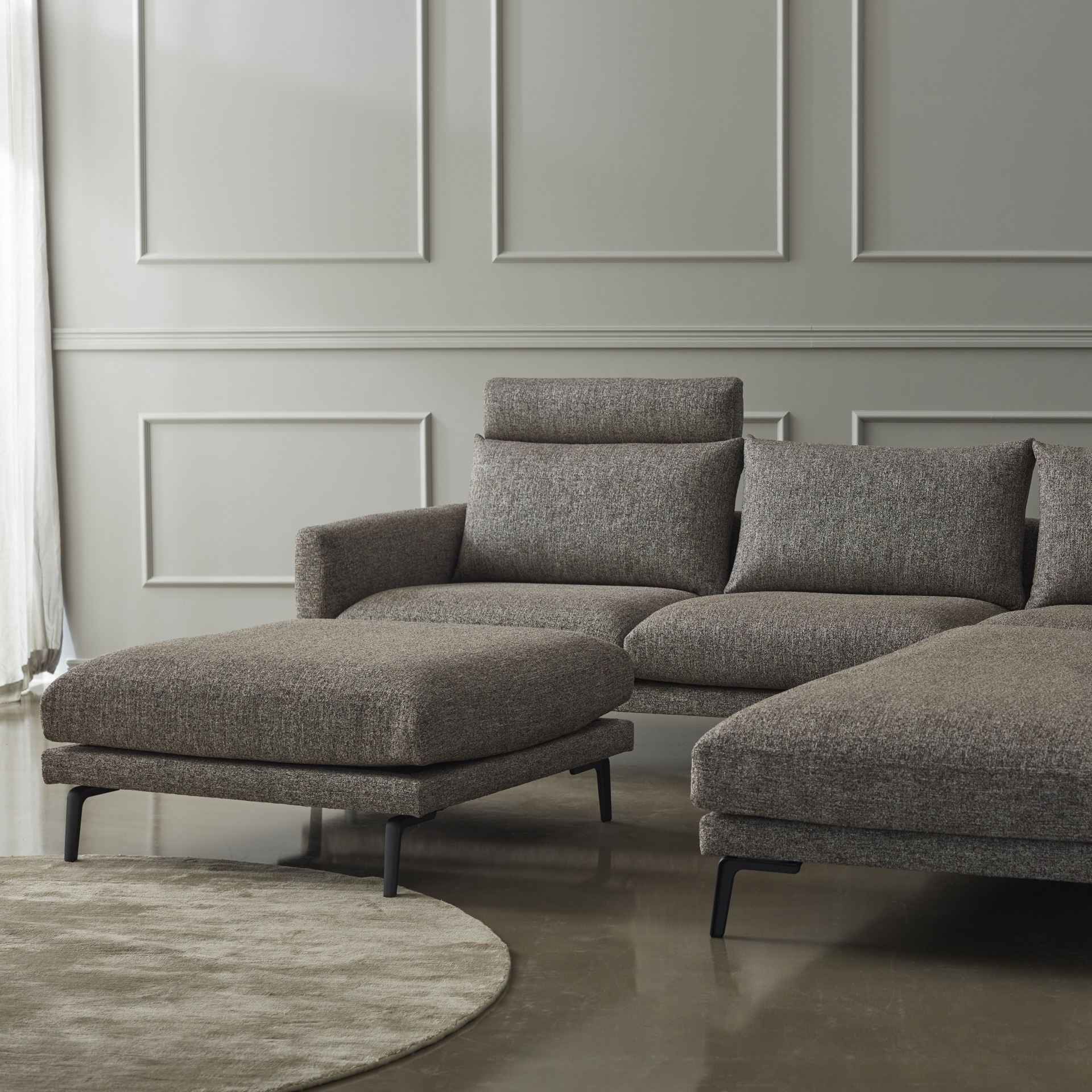 Ecksofa Karl Chaiselongue links mit 2,5-Sitzer Denari-Clean-Beige