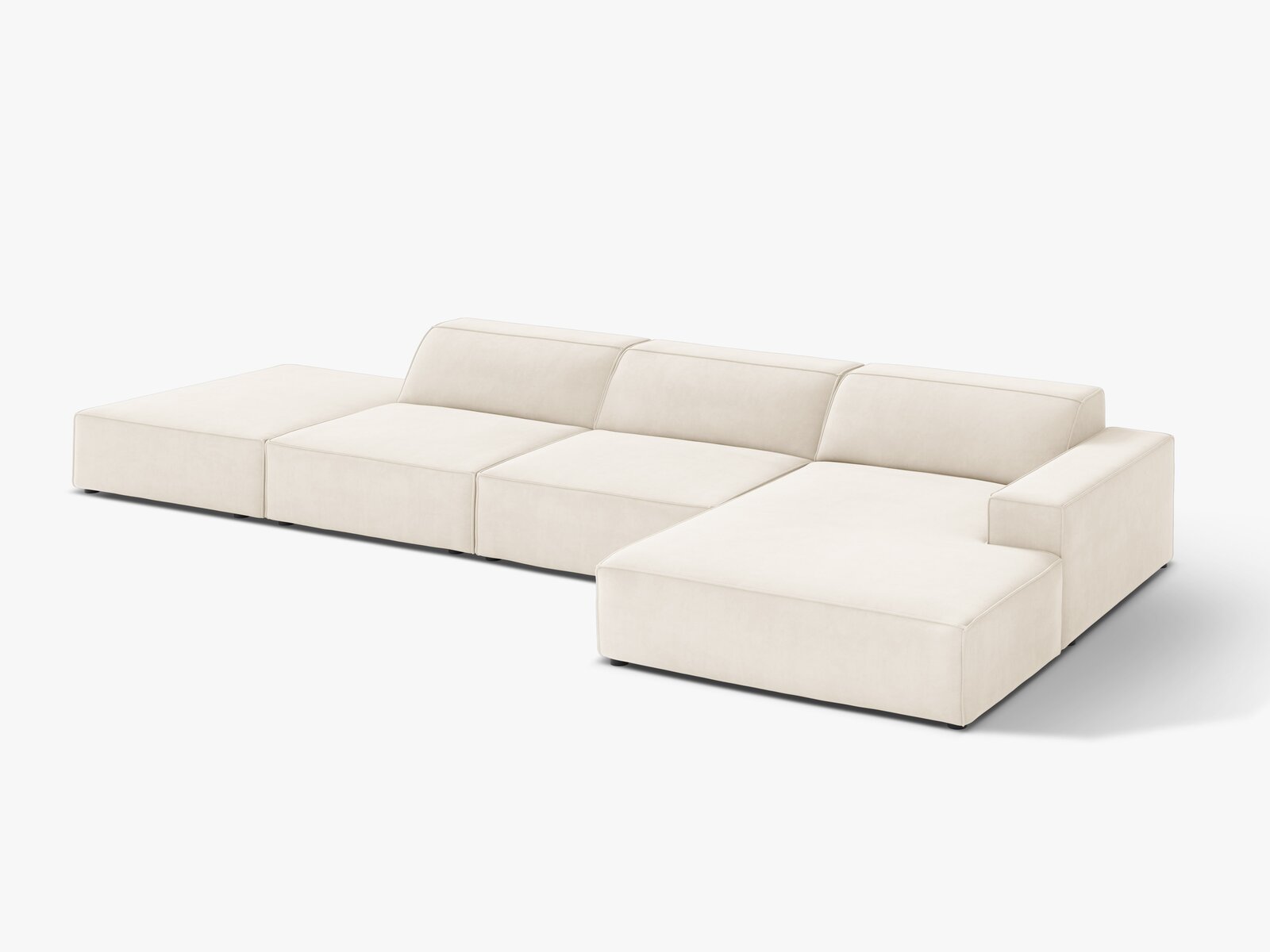 Micadoni Ecksofa Jodie 5-Sitzer Rechts Samt Bluvel Helles Beige