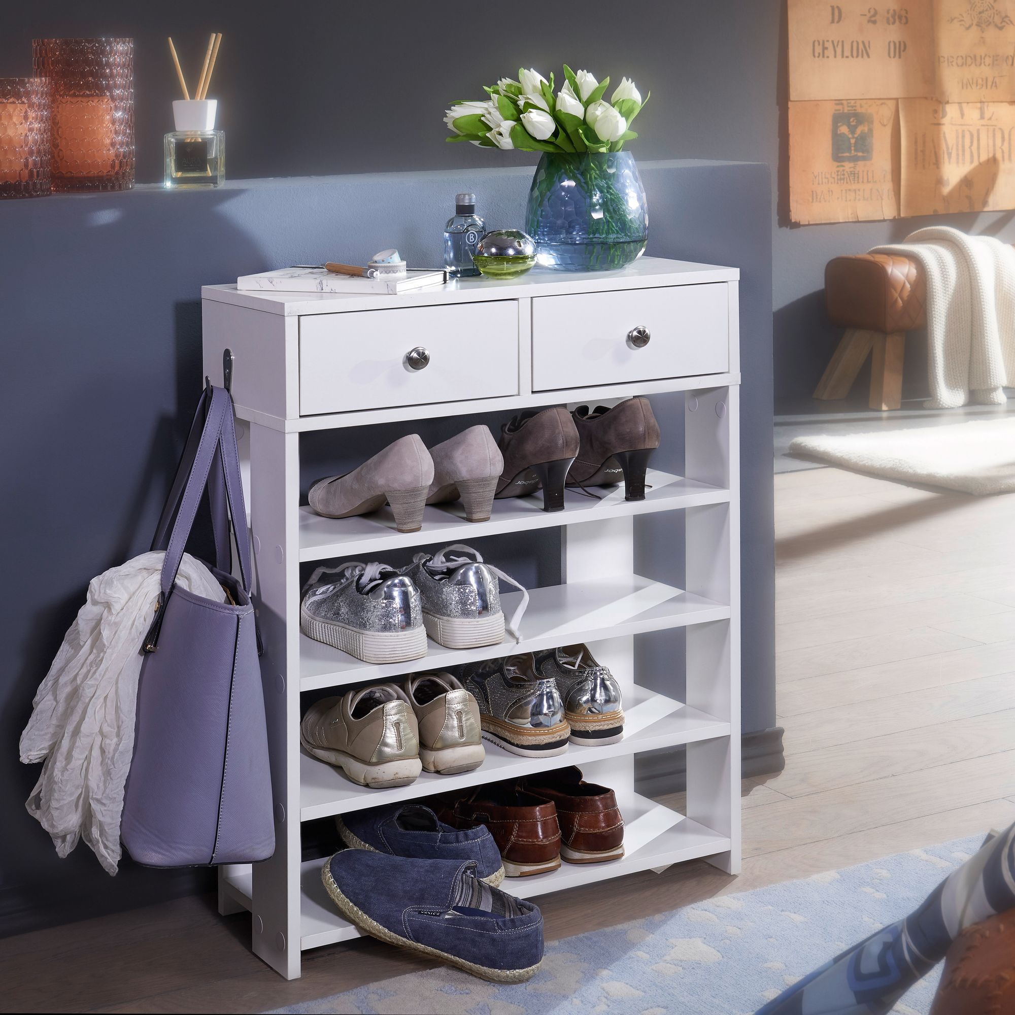 Schuhregal Suldrup Weiß 60 × 24 × 79 cm