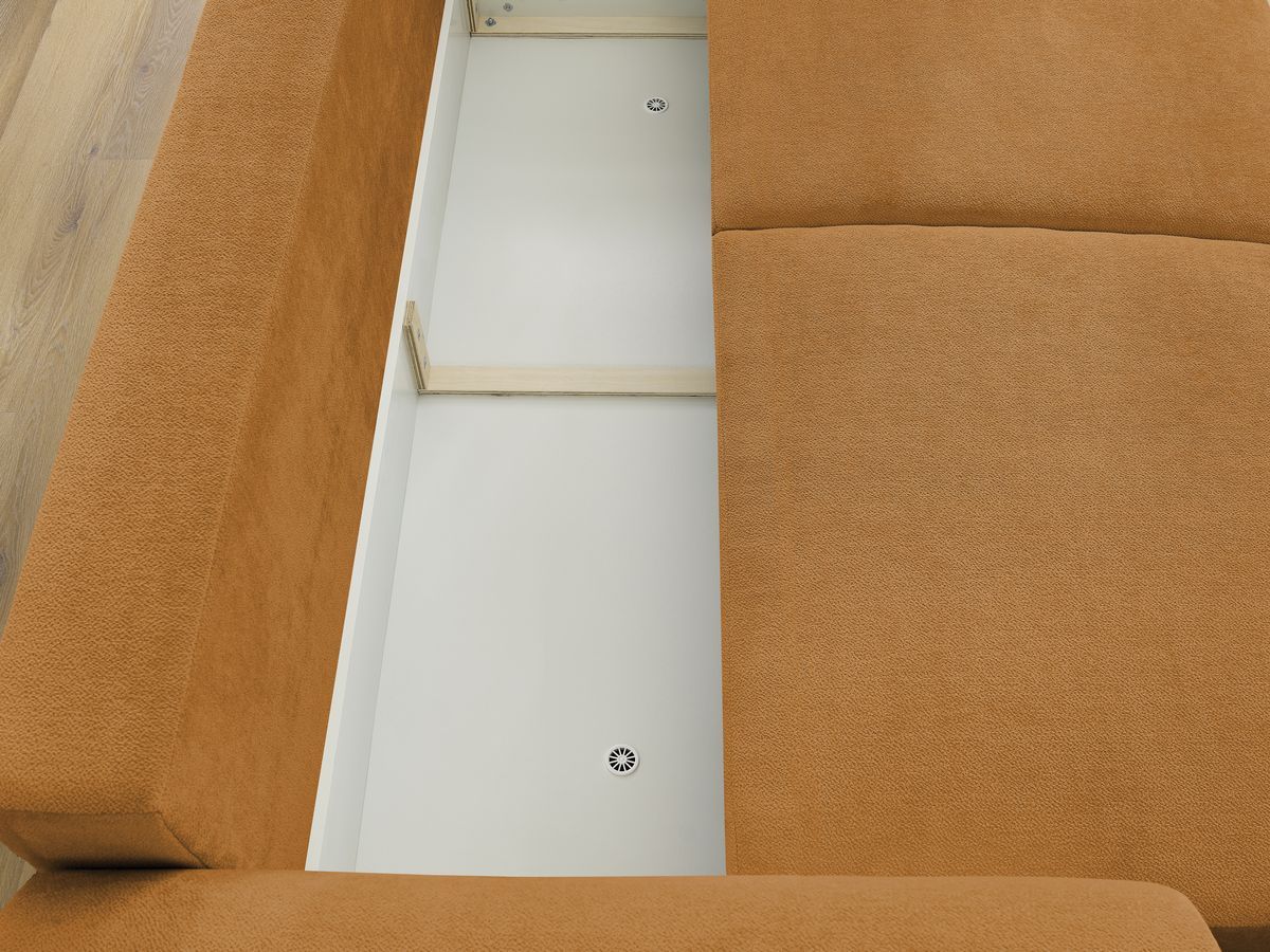Bobochic Lucien Schlafsofa 4-Sitzer mit Bettkasten und Pouf Stoff Gelb