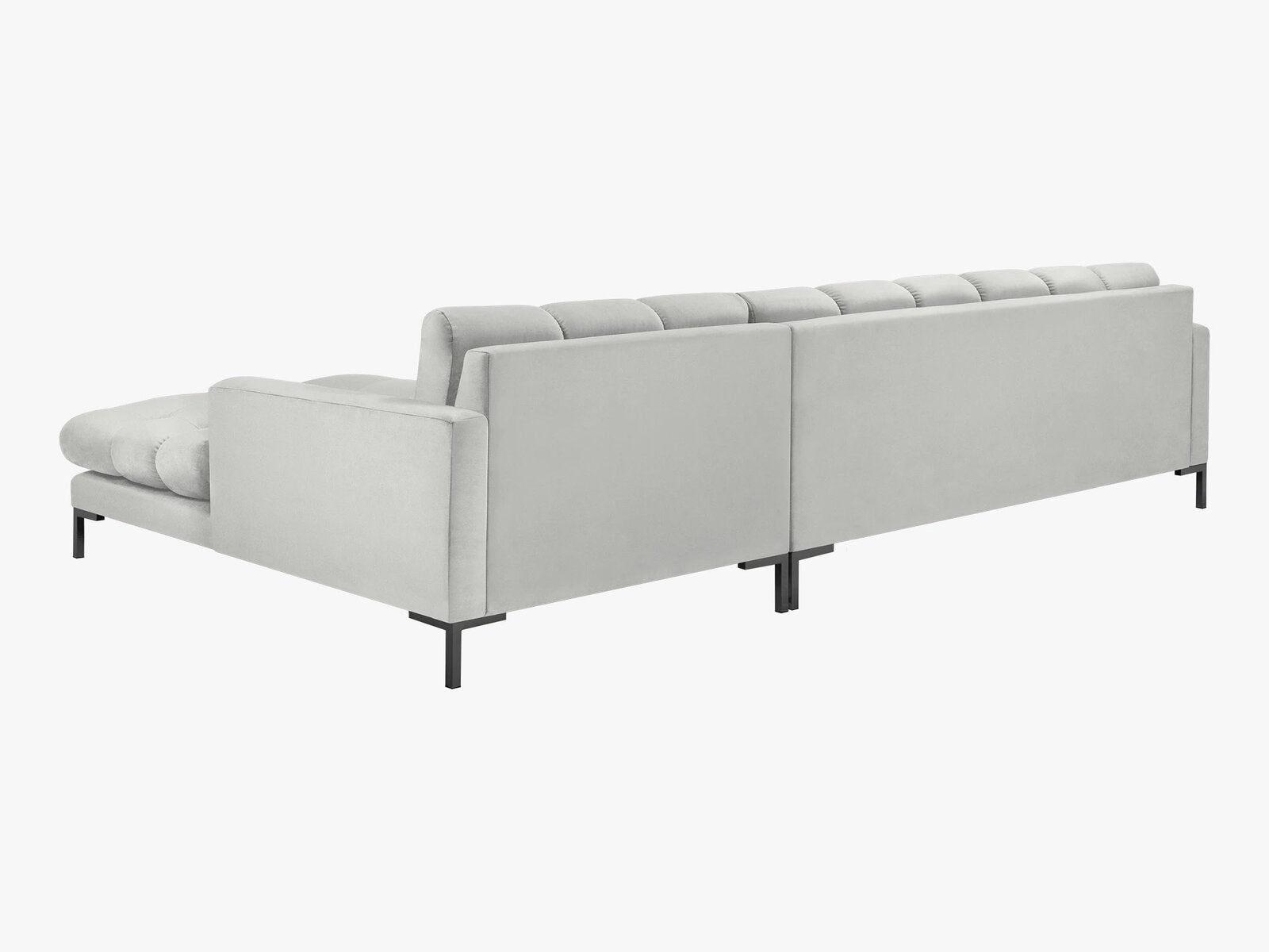 Micadoni Ecksofa Mamaia 5-Sitzer Rechts Samt Bluvel Silber schwarze Beine