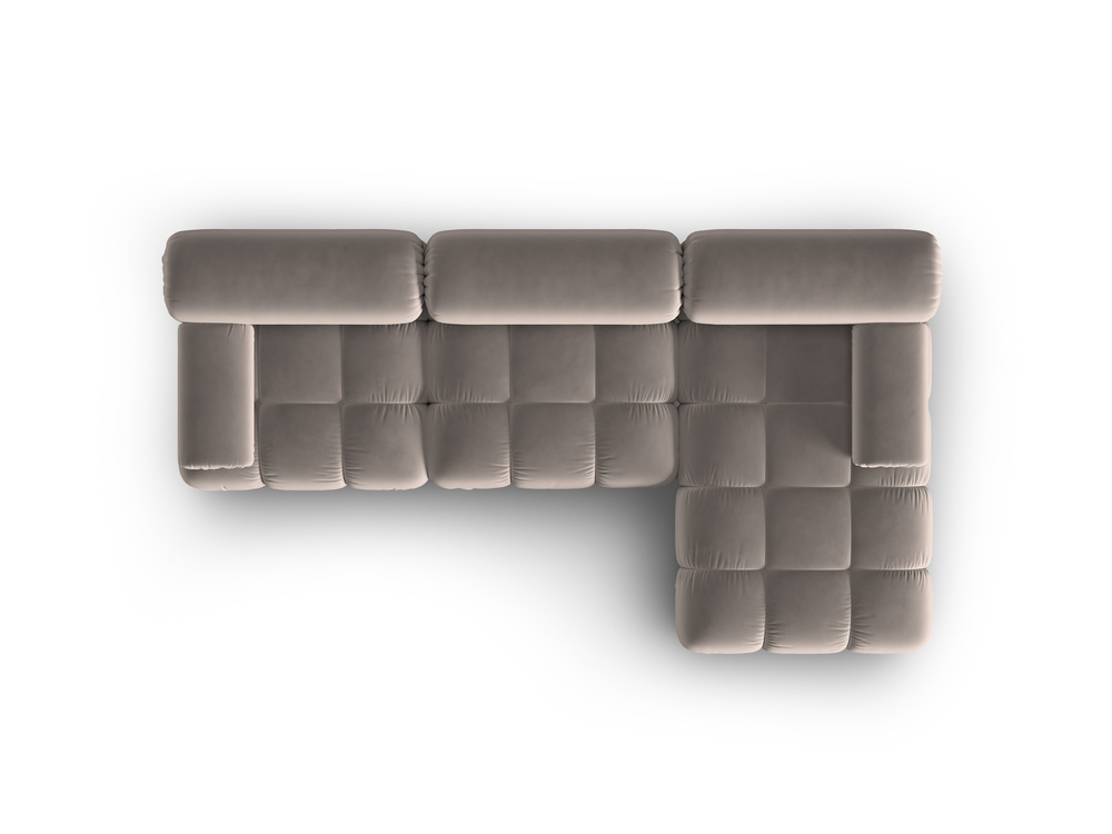 Cosmopolitan Design Modulares Ecksofa Cortina 4-Sitzer Samt Bluvel Cappuccino Rechts