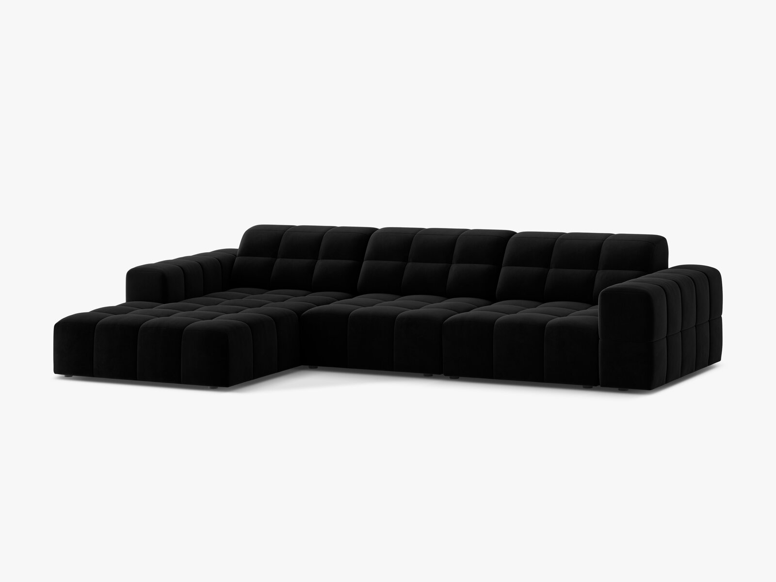 Micadoni Ecksofa Jennifer 4-Sitzer Links Samt Bluvel Schwarz