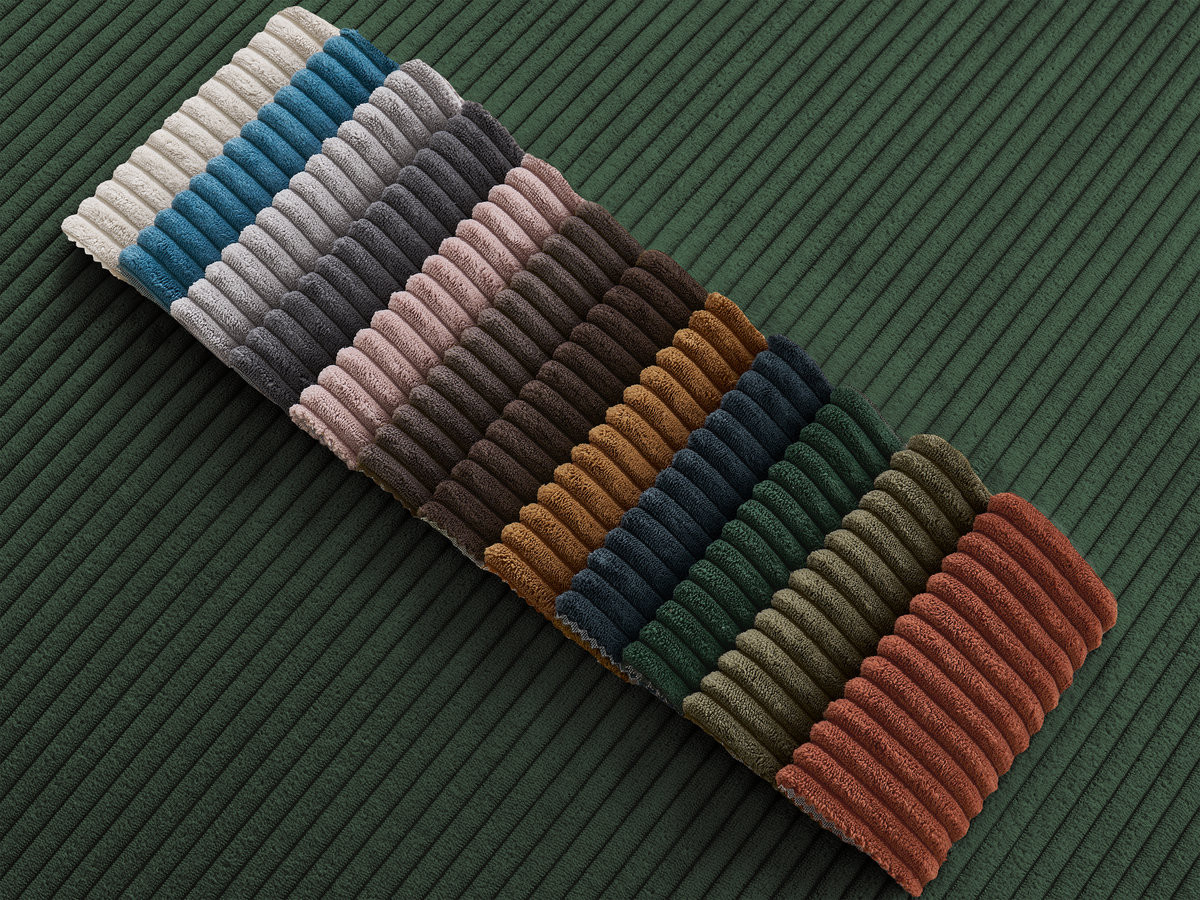 Bobochic Enore Ecksofa mit Pouf Cordsamt Dunkelgrün Ecke rechts