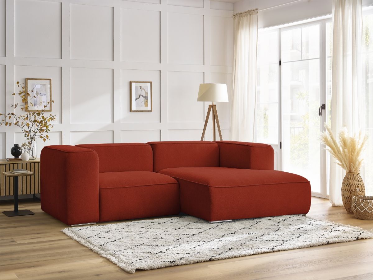 Bobochic Zephyr Ecksofa 260 × 165 cm Strukturstoff Orange Ecke rechts