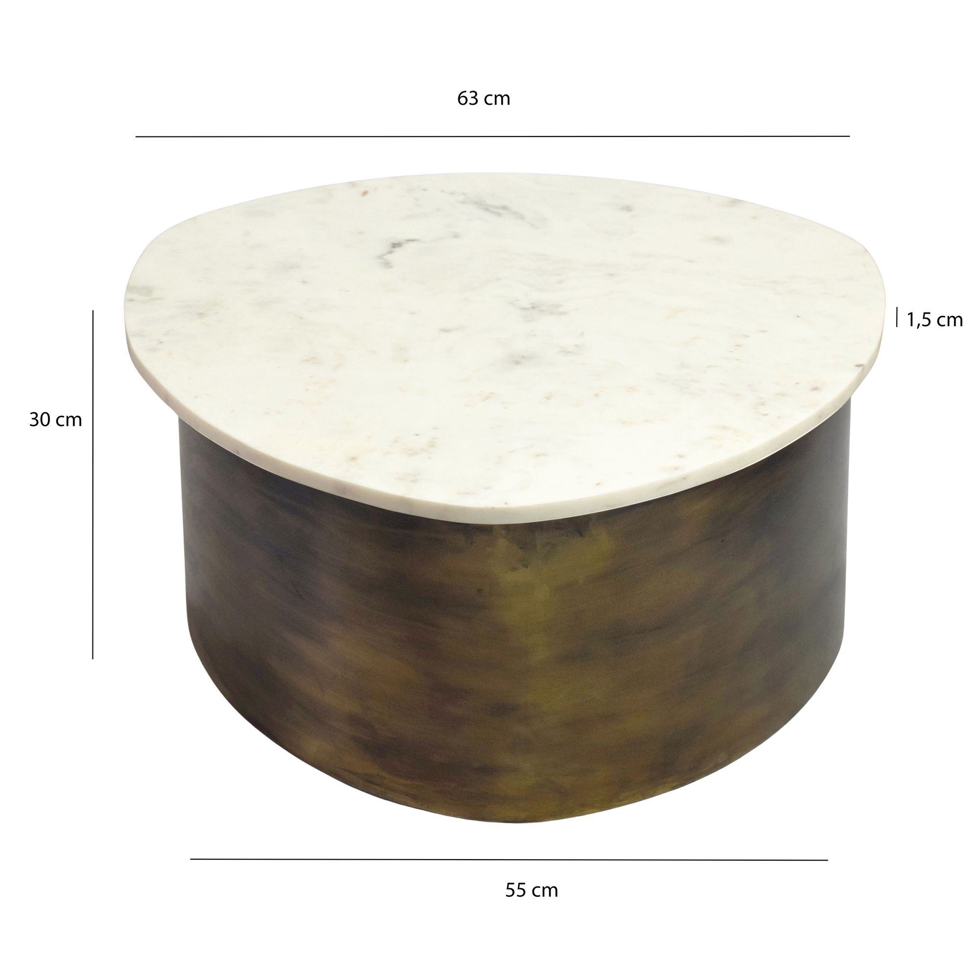 Couchtisch Kjollefjord Marmor Gold 63 × 63 × 30 cm