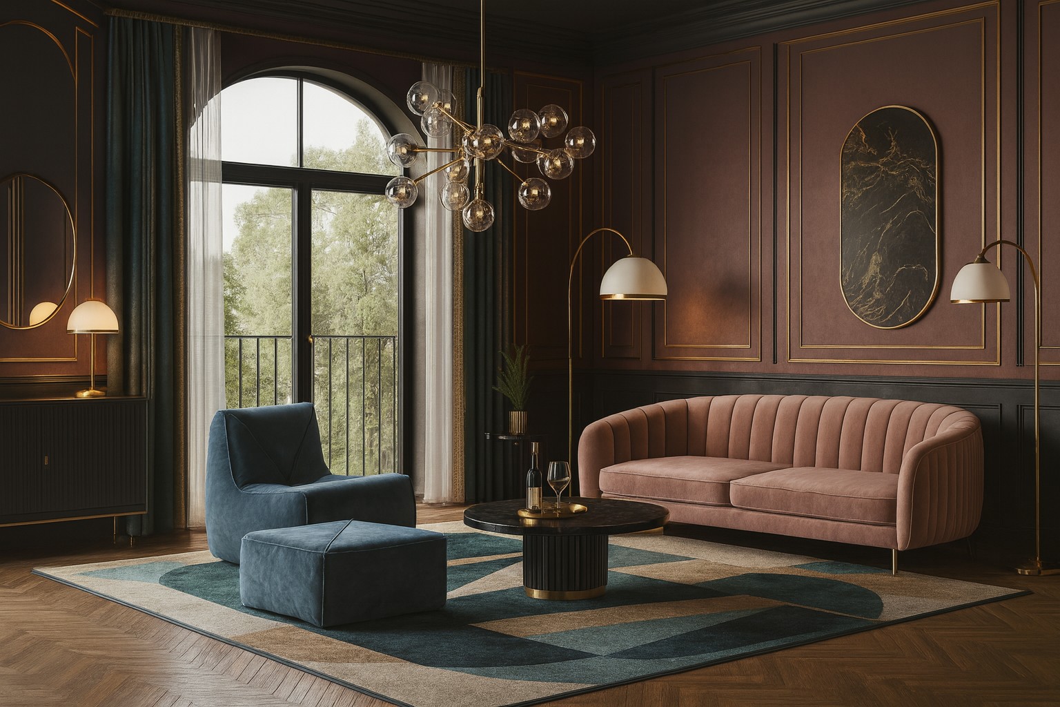 Livin Hill Sessel mit Fußhocker Nua Saphirblau