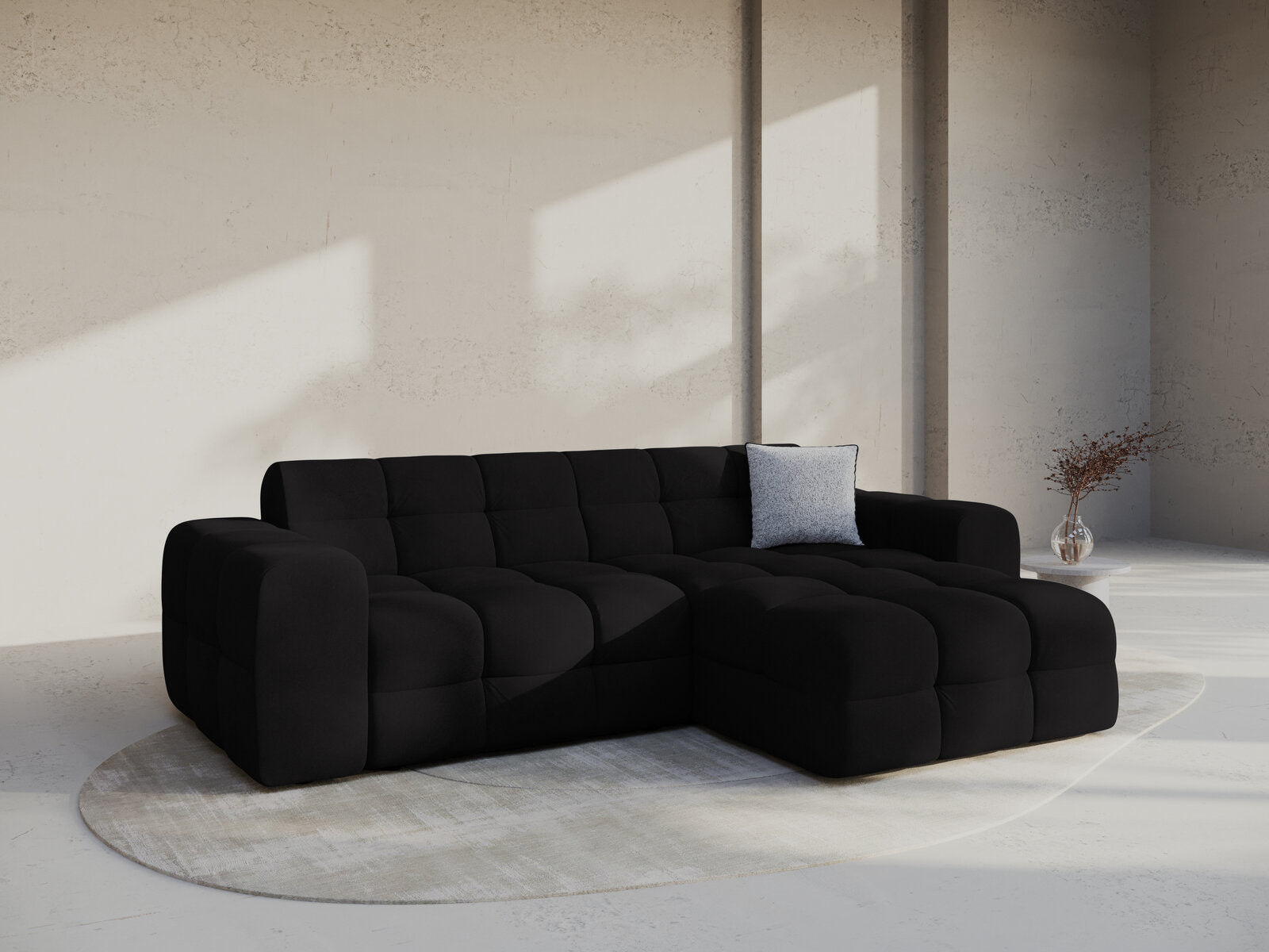 Micadoni Ecksofa Kendal 4-Sitzer Rechts Samt Magic Velvet Schwarz
