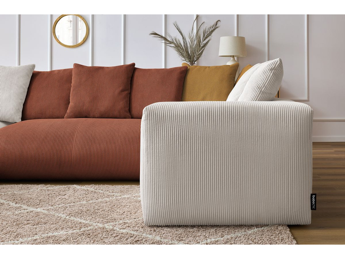 Bobochic Voltaire Wohnlandschaft mit Pouf 356 × 214 cm Cordsamt Mehrfarbig Ecke links