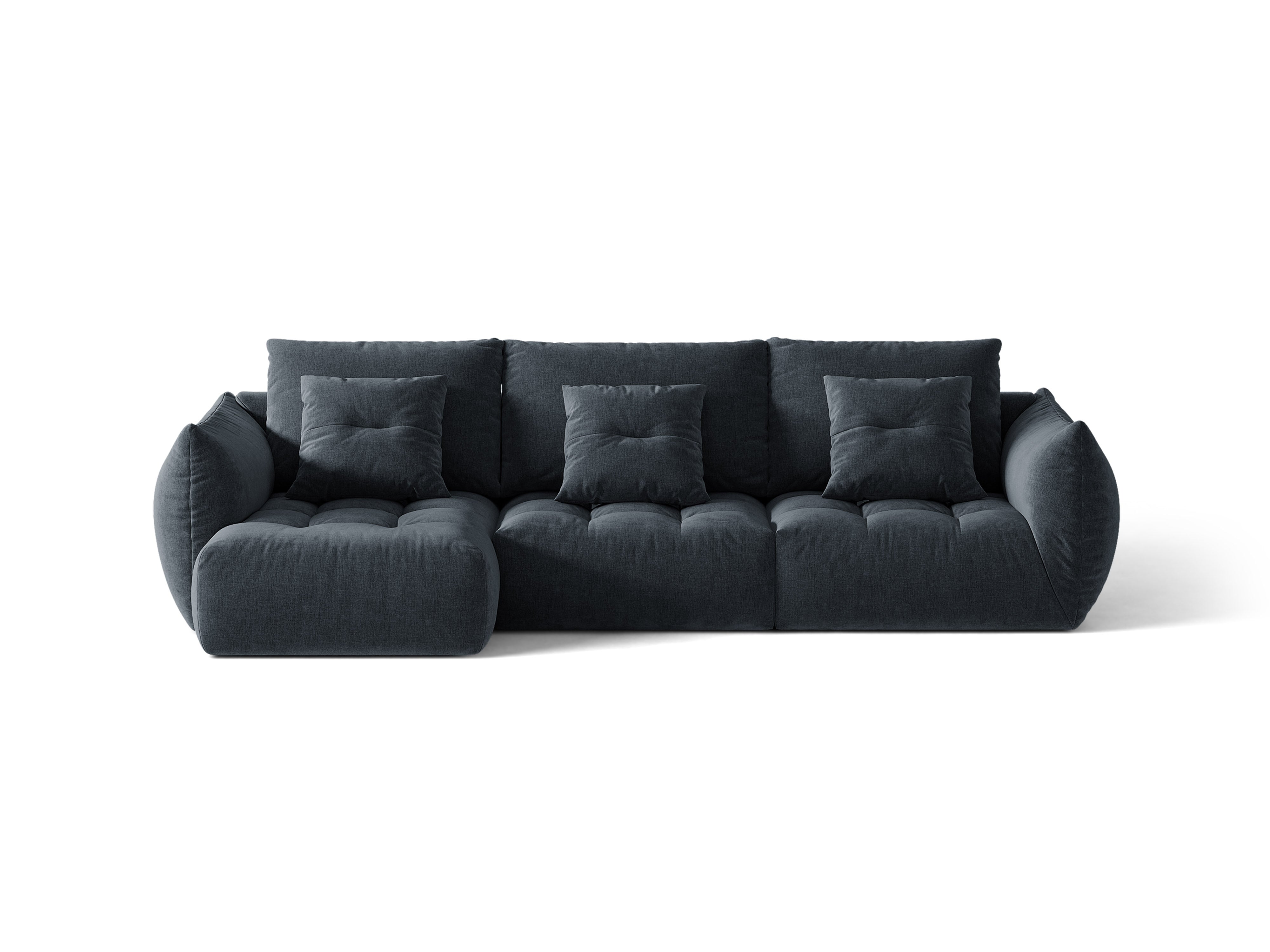Micadoni Bloom Ecksofa 6-Sitzer Links Strukturierter Stoff Wind Marineblau
