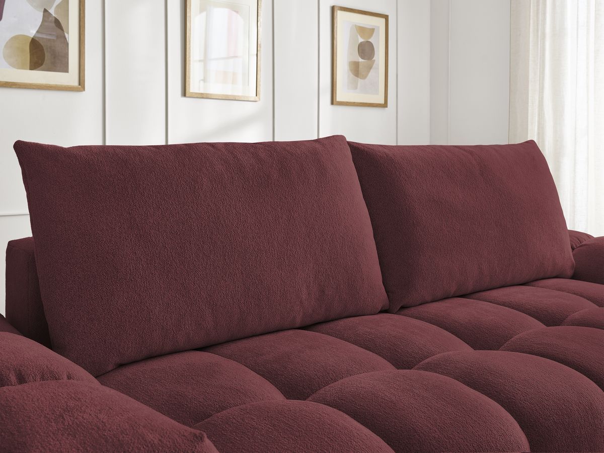 Bobochic Everest Schlafsofa 3-Sitzer mit Bettkasten, 2 Kissen Melange-Stoff Rot