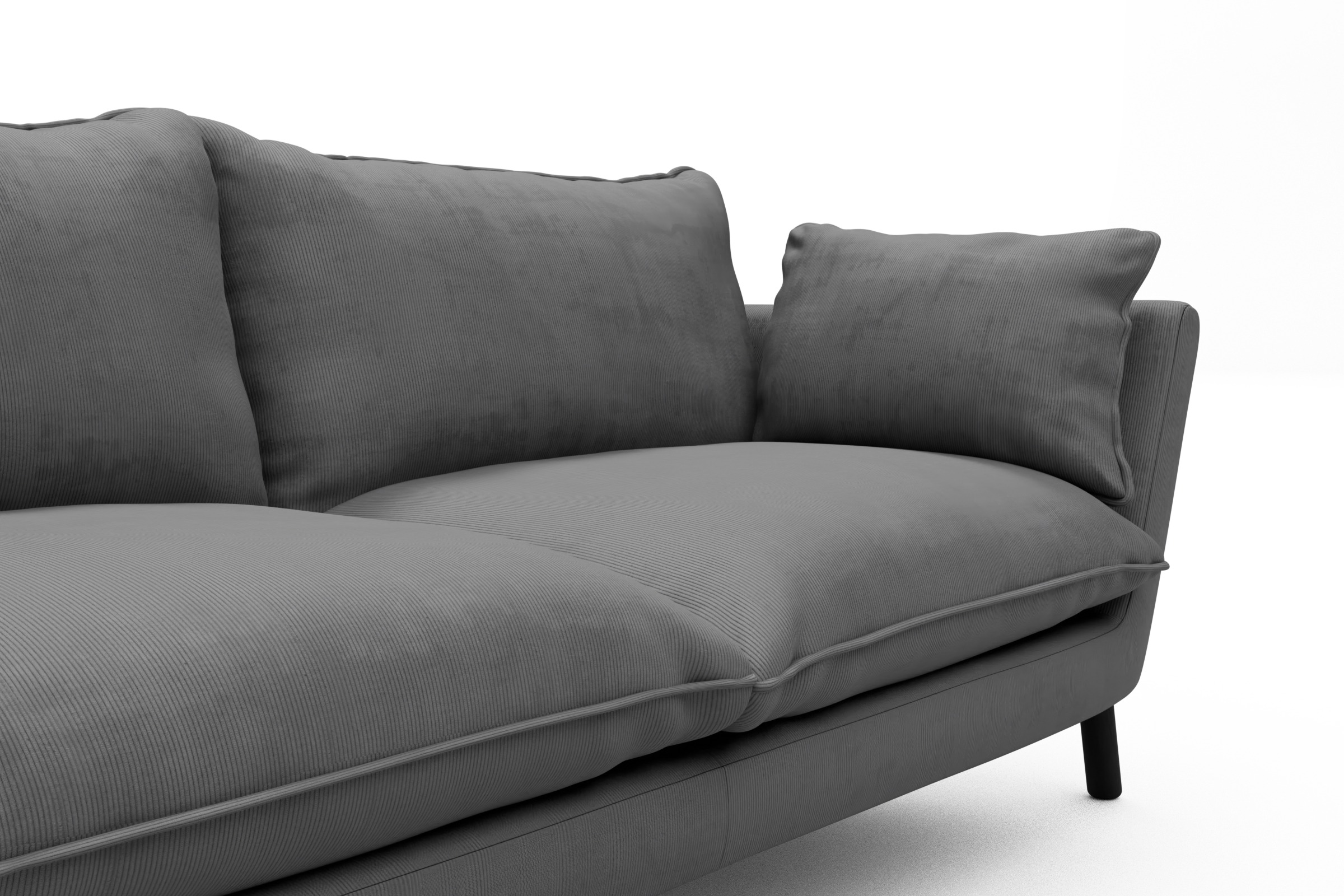 Sofa Emil PREMIUM 2-Sitzer Beinfarbe Eiche Schwarz Cordufine-Grey