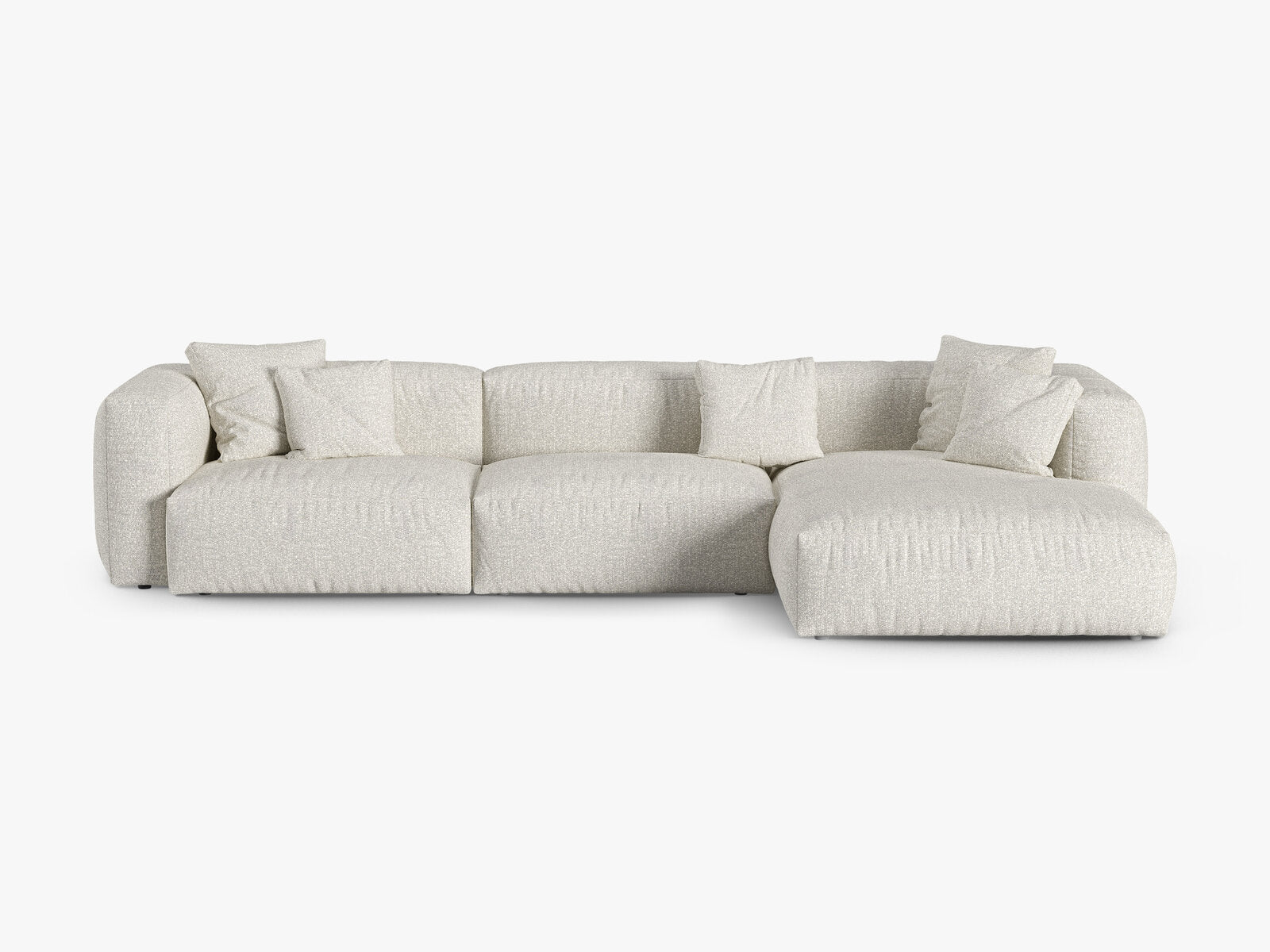 Micadoni Ecksofa Martina 3-Sitzer 90cm Sitztiefe Rechts Boucle Monet Grau Beige Melange