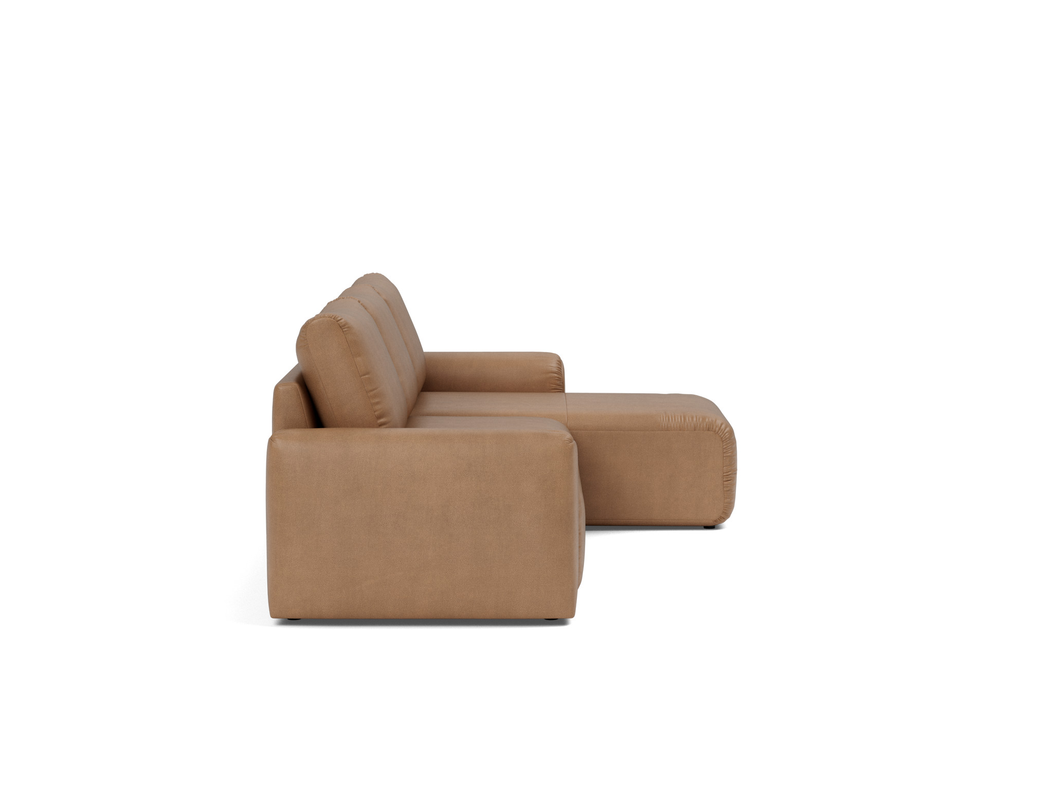Schlafsofa Norum mit Chaiselongue und Chunky-Armlehnen Lederoptik Faunal 551-Brown