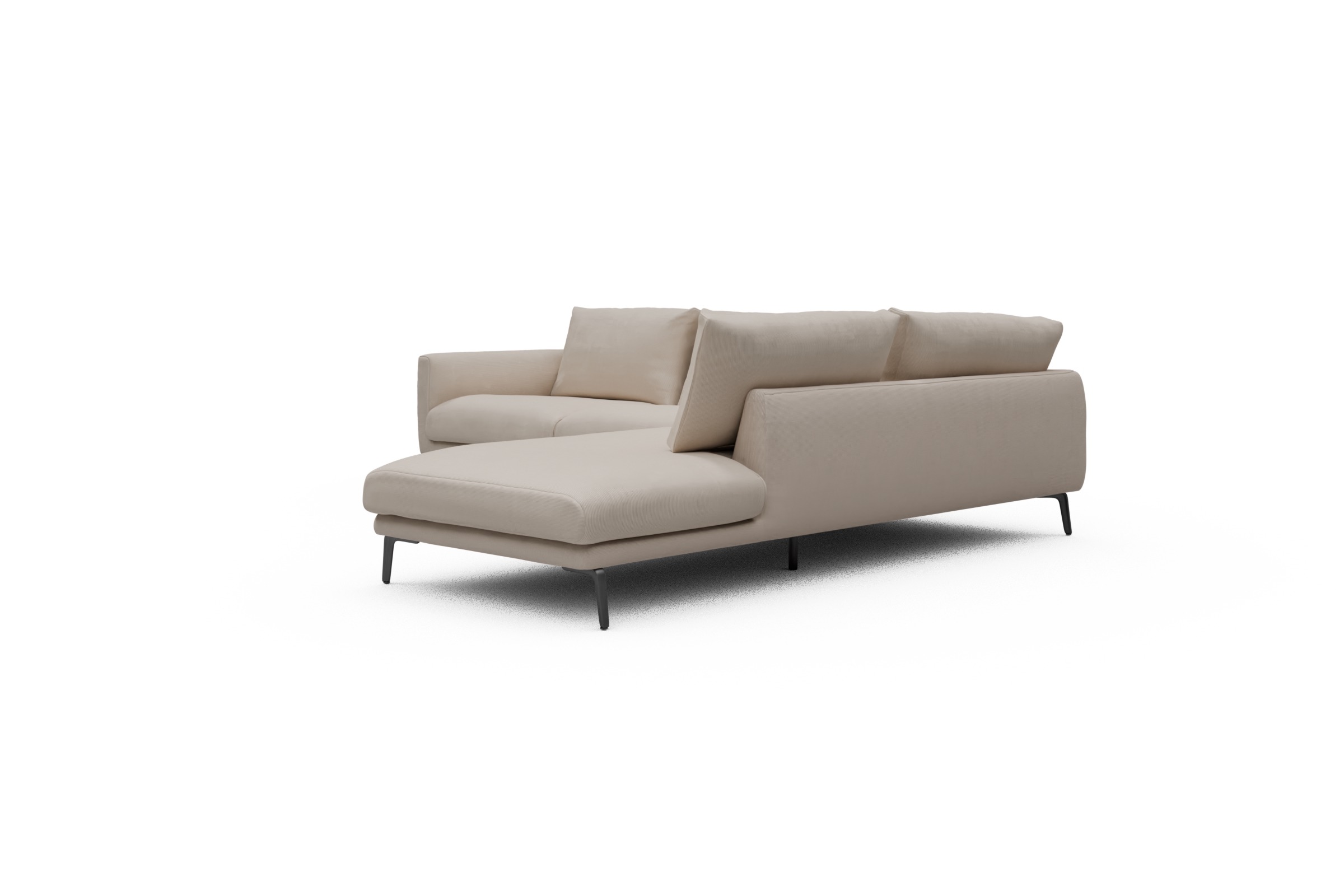 Ecksofa Karl Relax-Ecke rechts mit 2,5-Sitzer Cordufine-Off-White