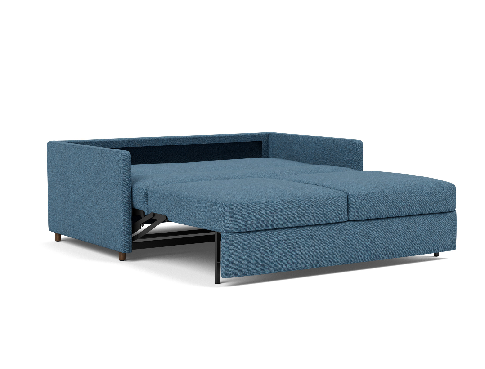 Schlafsofa Neah mit Slim-Armlehnen 160 Strukturierter Stoff Weda 302-Weda-Blue