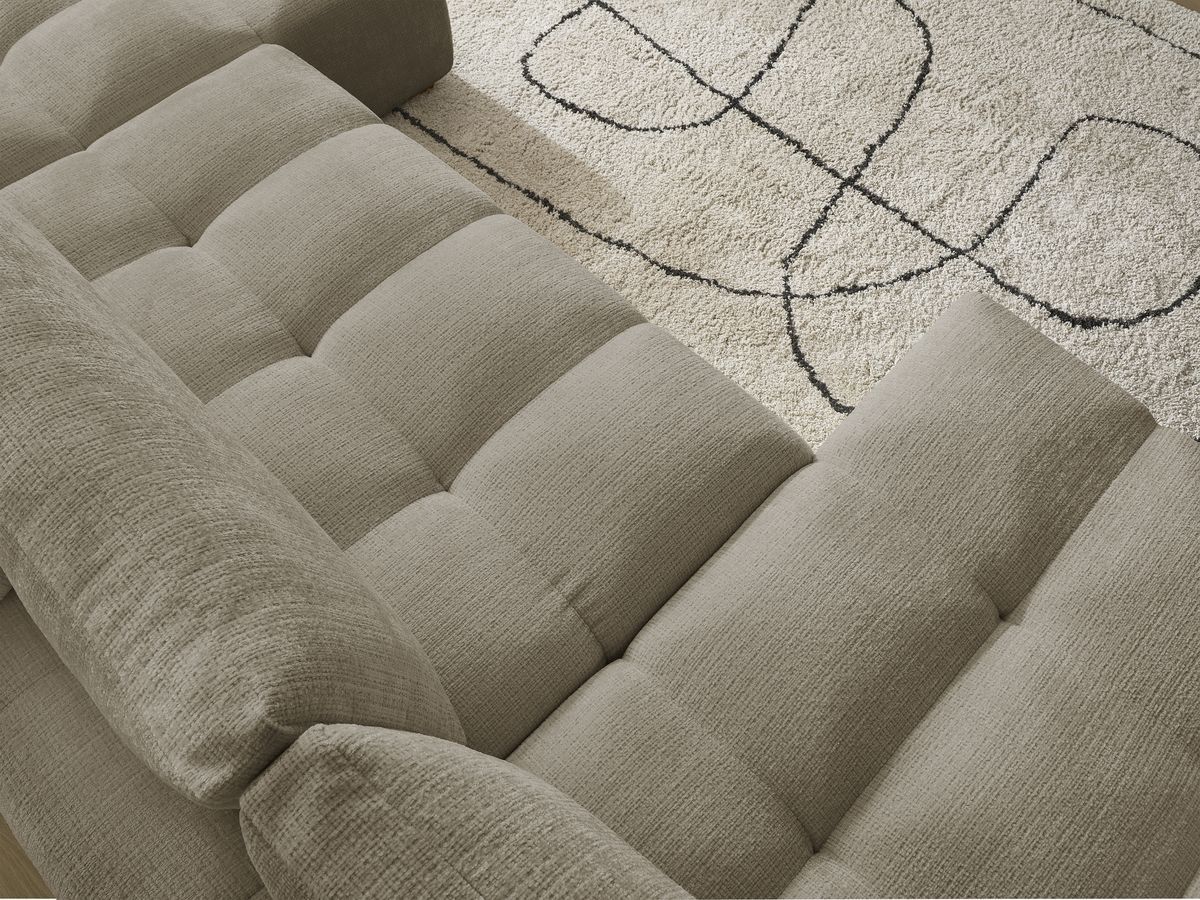 Bobochic Anakin Wohnlandschaft, Liegefläche 137 × 382 cm, 3 Kissen Strukturstoff Taupe