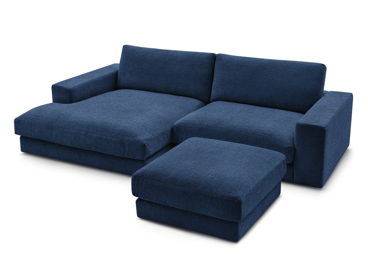 Bobochic Leonard Ecksofa mit Pouf 274 × 159 cm Strukturstoff Dunkelblau Ecke links