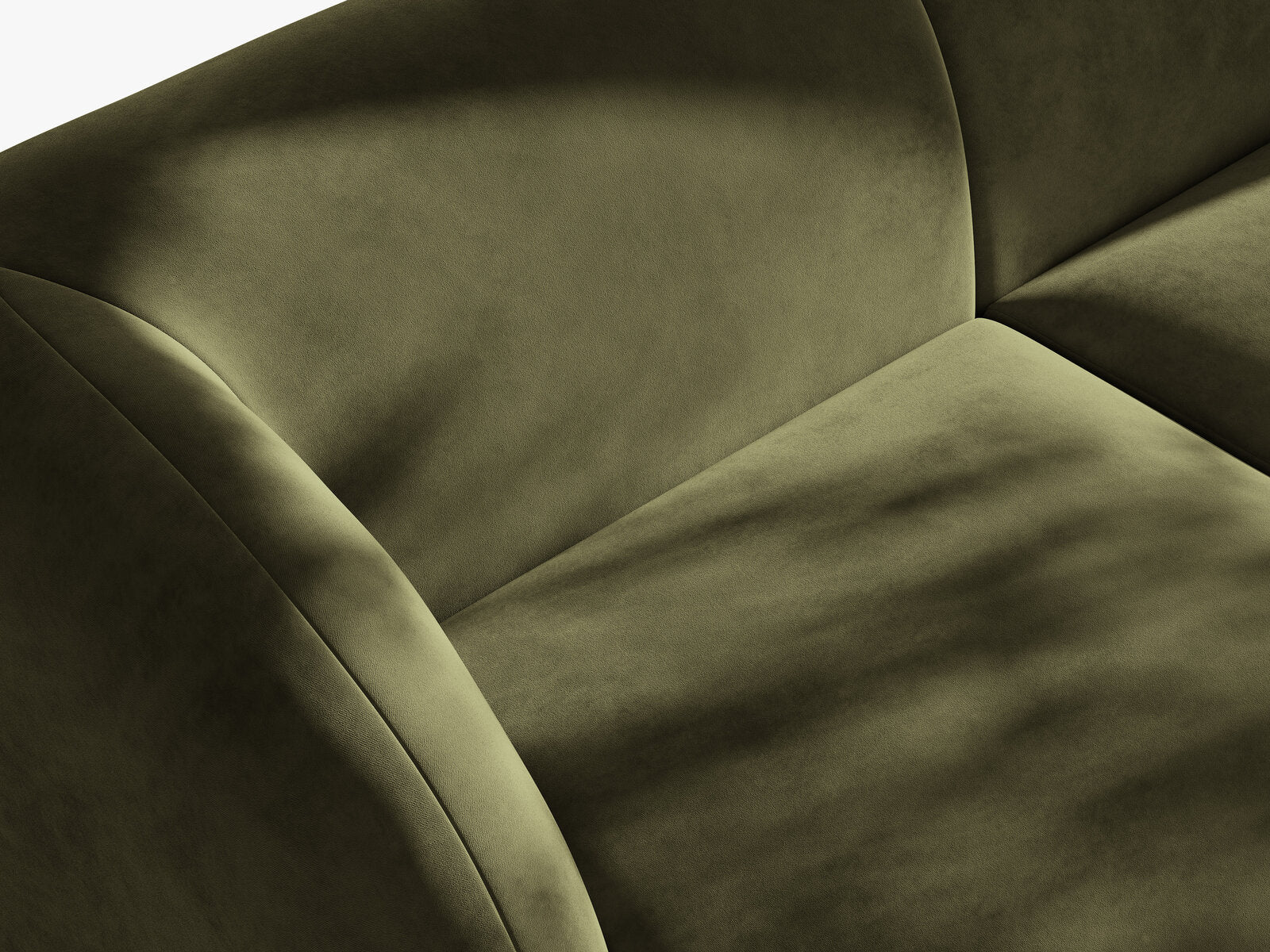 Micadoni Panorama-Ecksofa Miley 6-Sitzer Links Samt Bluvel Grün