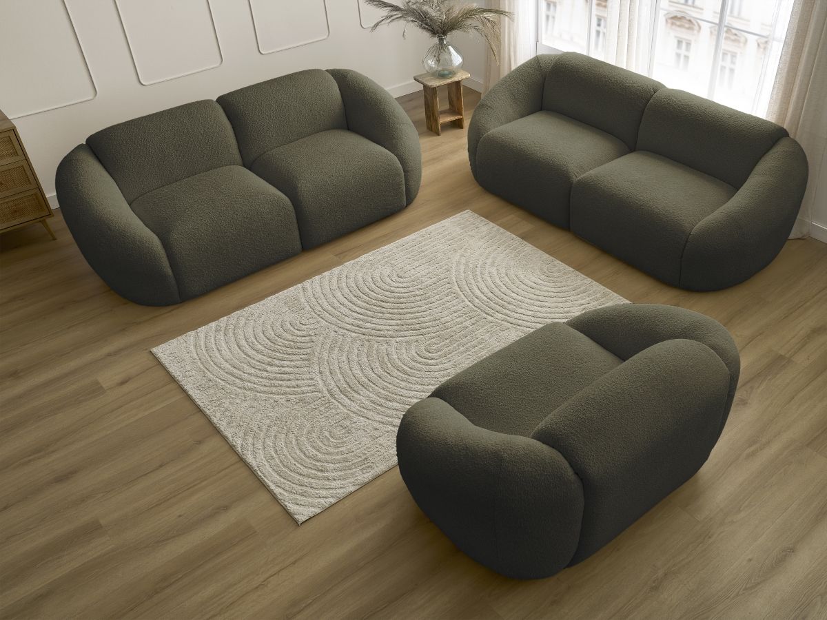 Bobochic Tina Sofa 6-Sitzer Bouclé-Stoff Grün