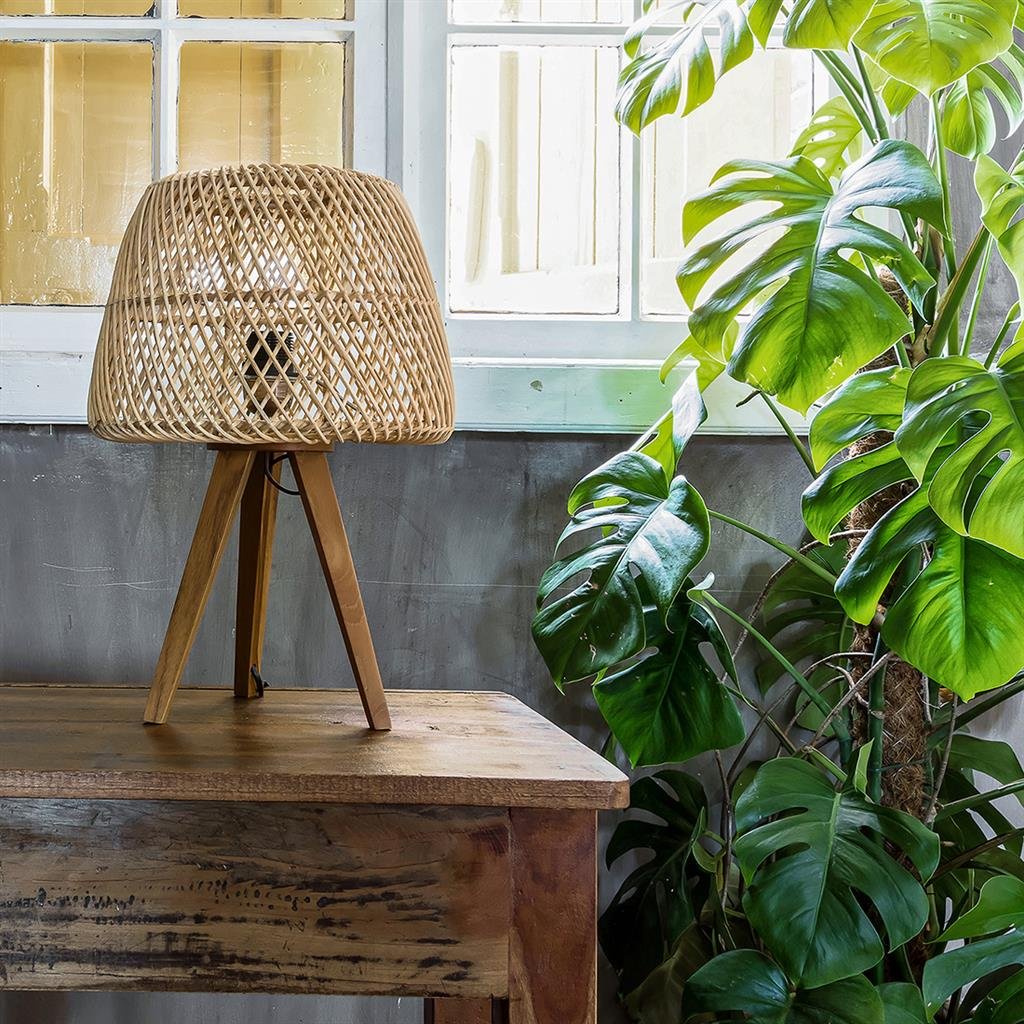 Raw Materials Tischleuchte Maze Rattan/Holz