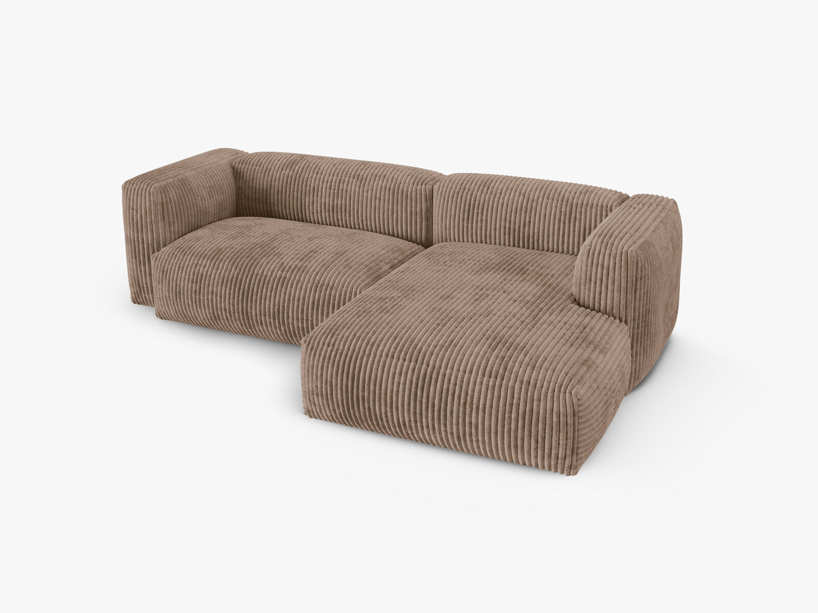 Micadoni Ecksofa Martina 2-Sitzer 90cm Sitztiefe Rechts Kord Tilia Eichel