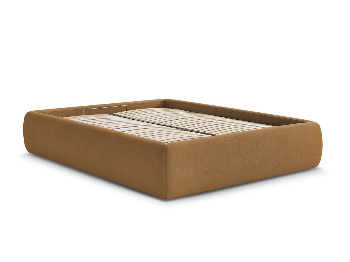 Bobochic Inera Bettgestell mit Bettkasten, ohne Kopfteil Stoff Gelb, Liegefläche 160 × 200 cm