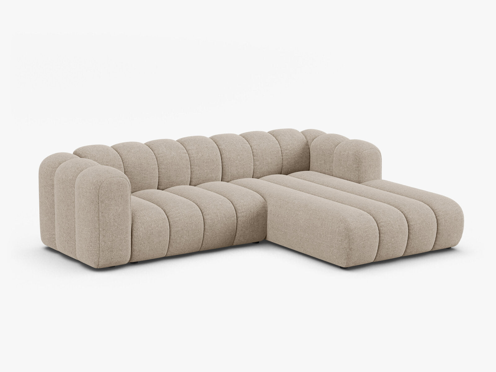 Micadoni Modulares Ecksofa Lupine 4-Sitzer mittelgroß Rechts Chenille Eden Dunkelbeige