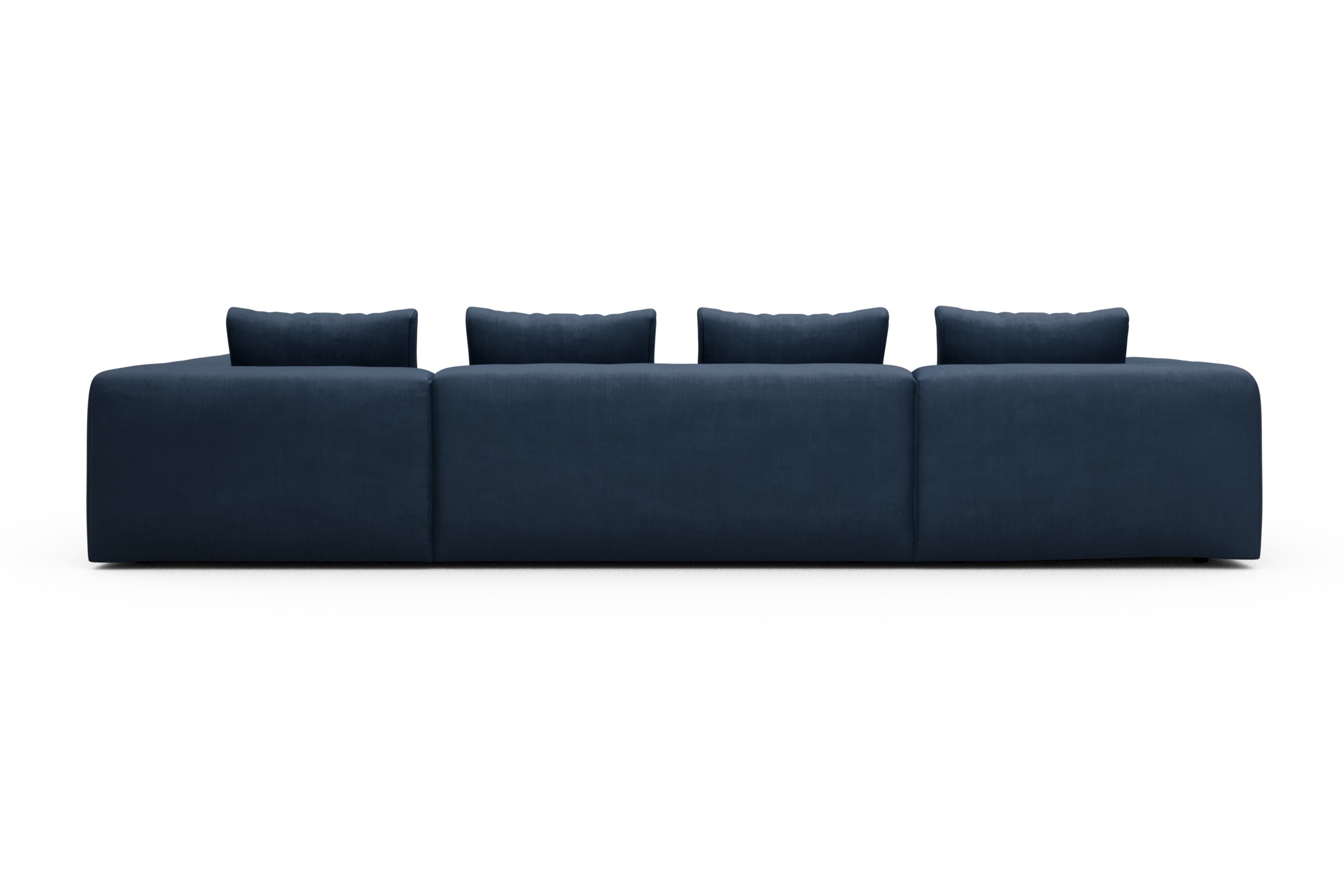 Wohnlandschaft Fred Relax-Ecke rechts mit 2-Sitzer und Chaiselongue links Cordufine-Royal-Blue