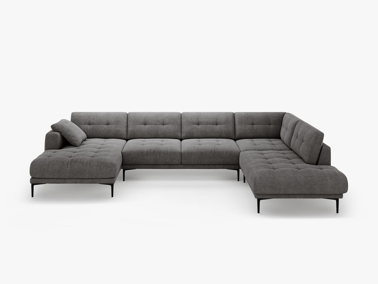 Micadoni Panorama Ecksofa Bemy 7-Sitzer Rechts Strukturierter Stoff Grau