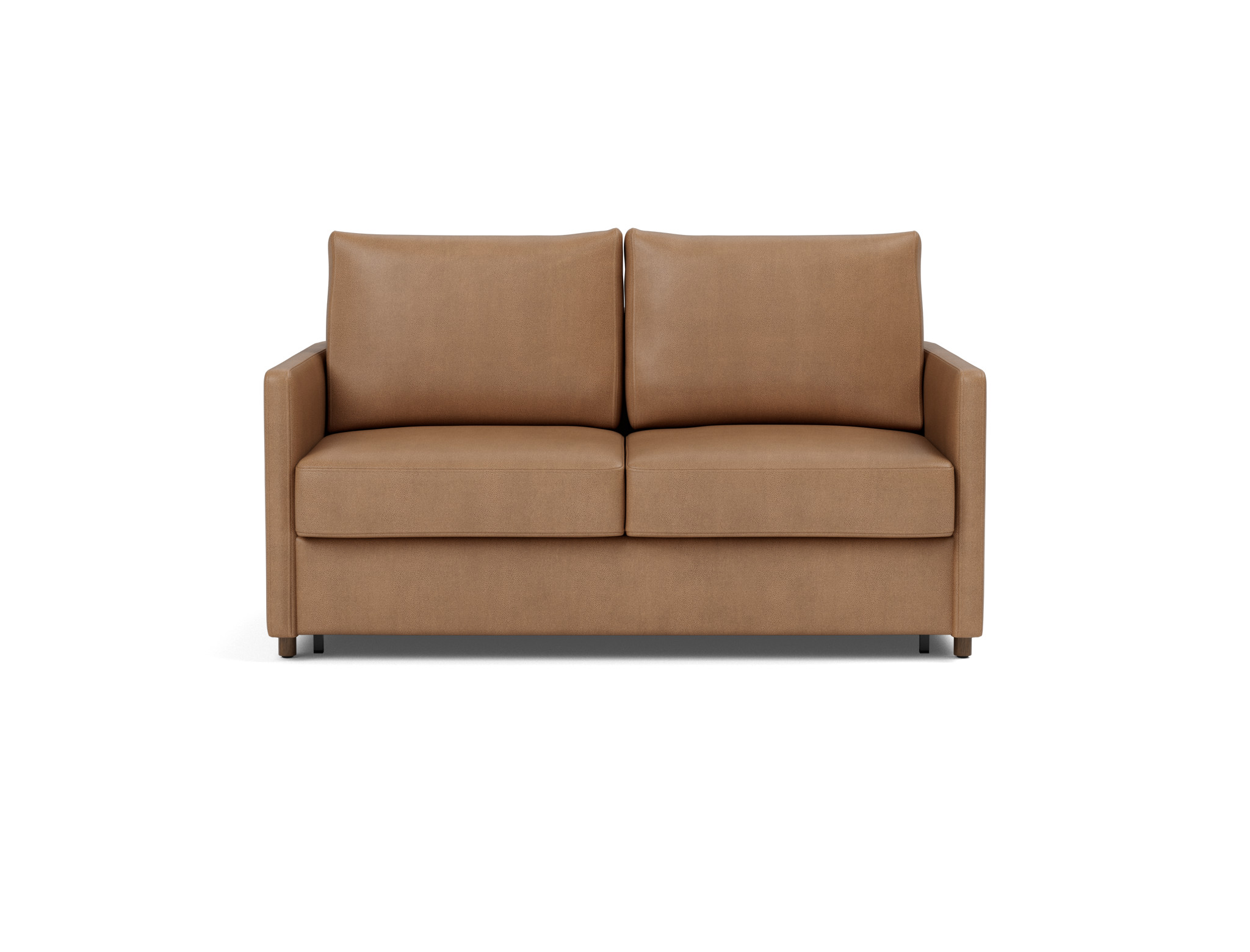 Schlafsofa Neah mit Slim-Armlehnen 140 Lederoptik Faunal 551-Brown