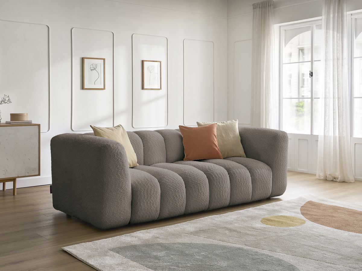 Bobochic Talia Sofa 3-Sitzer Bouclé-Stoff Braun