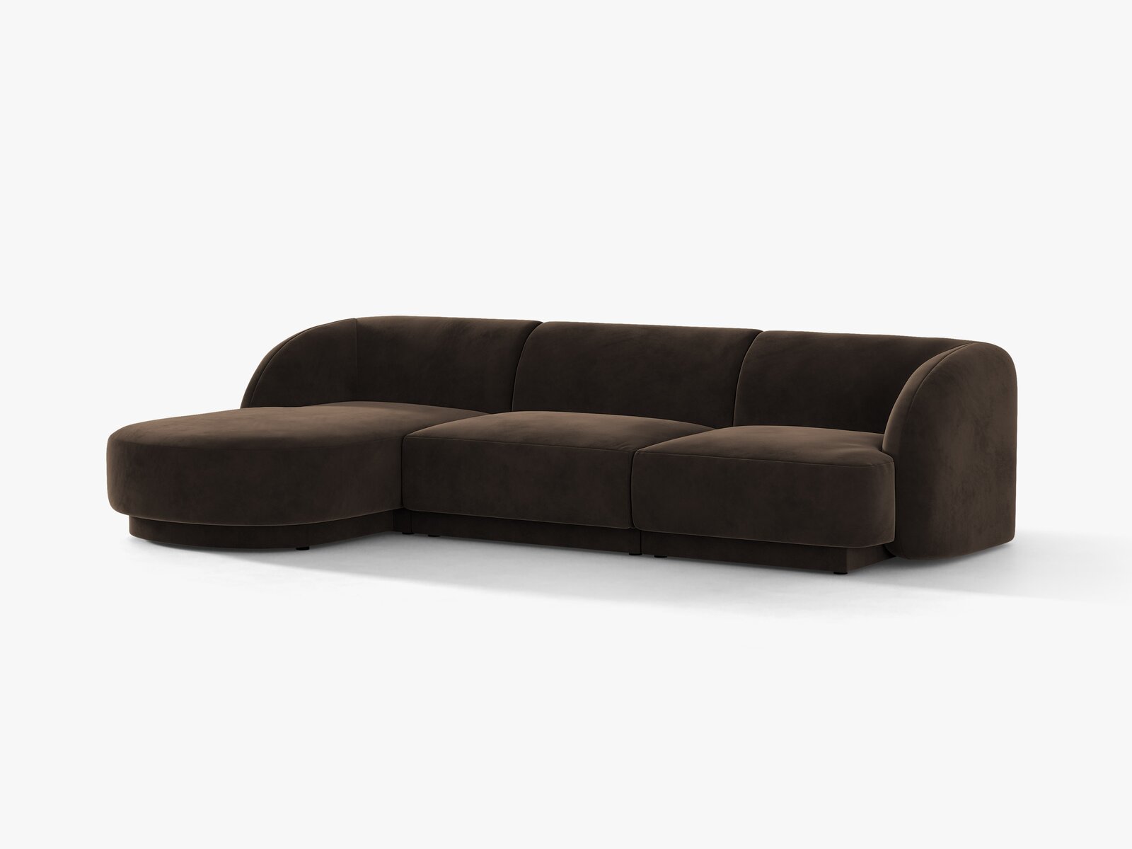 Micadoni Ecksofa Miley 4-Sitzer Samt Bluvel Dunkelbraun Links